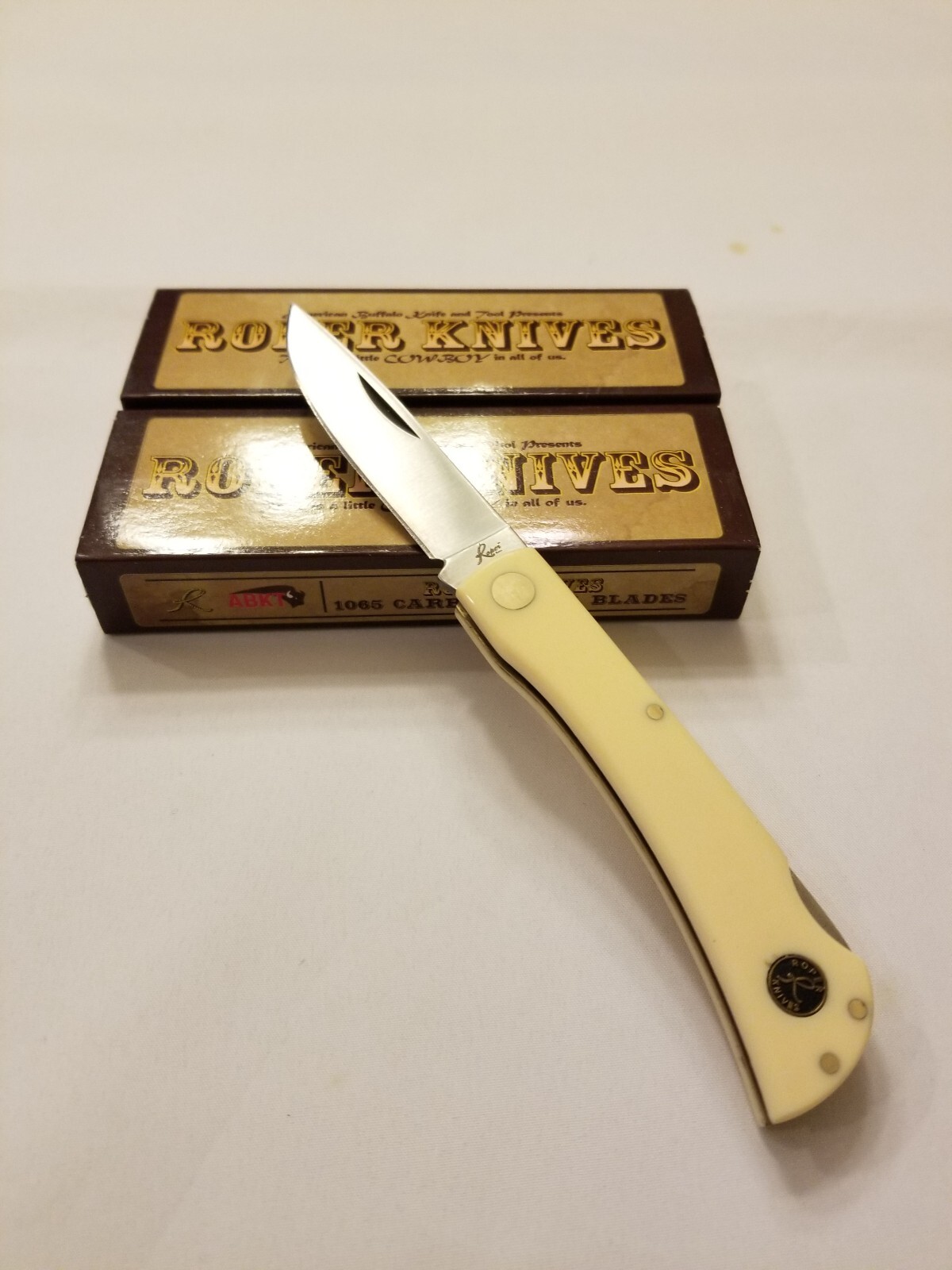 ROPER KNIFE - TUMBLEWEED YELLOW Lockback - Carbon Steel Blade - 3 3/4\
