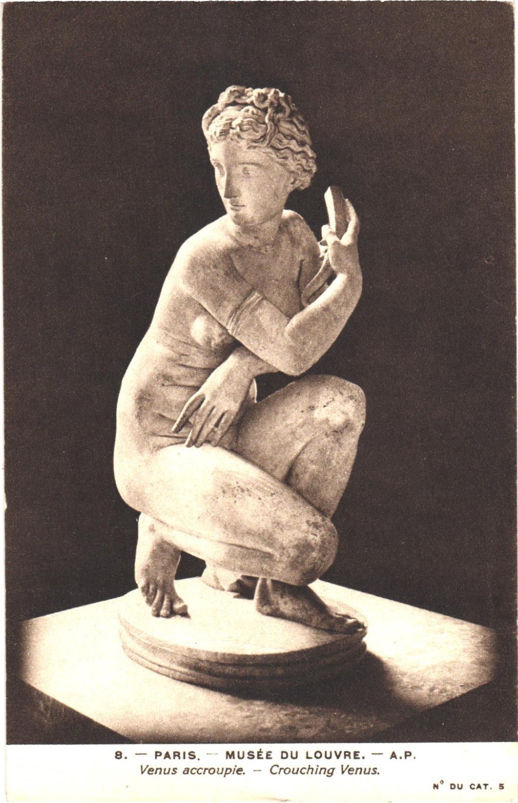 Paris France Crouching Venus Sculpture Louvre Museum Divided Back Postcard