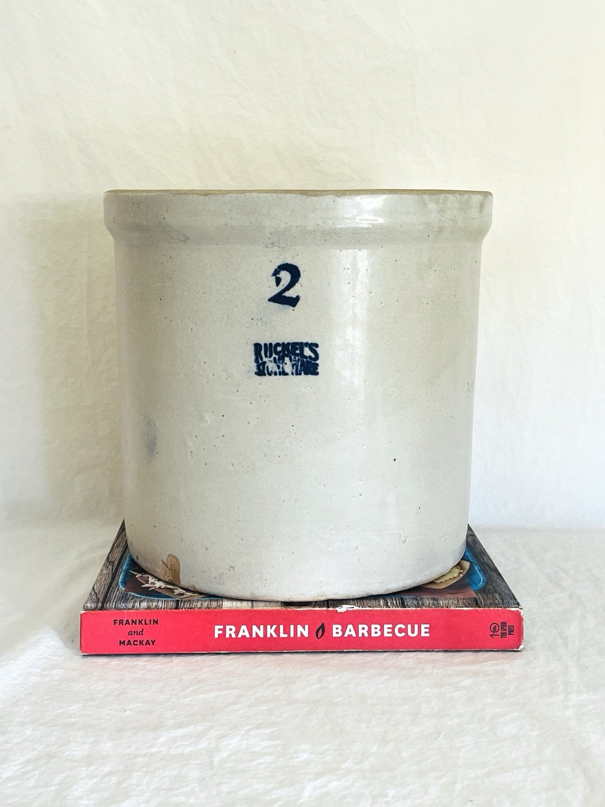 Vintage Two Gallon Ruckels Stoneware Crock