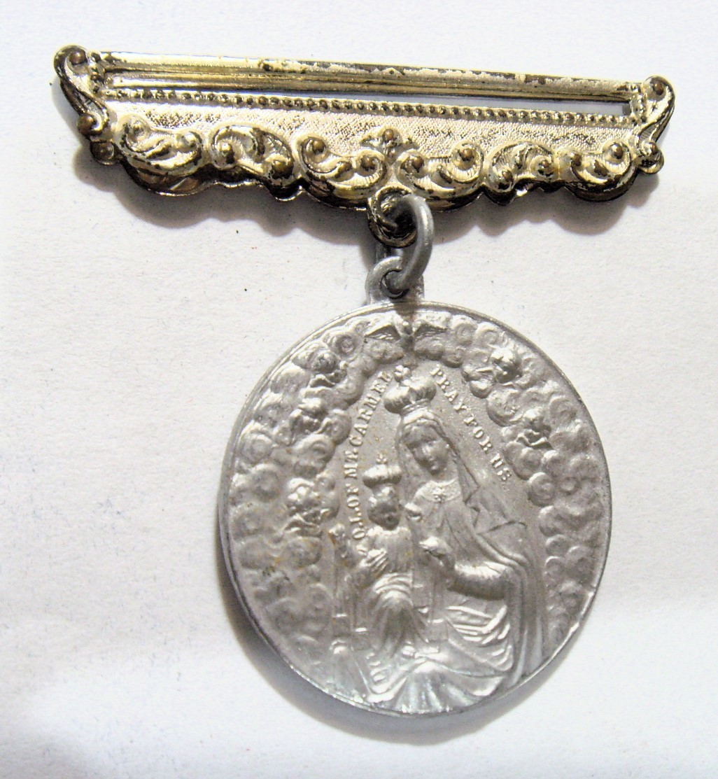 1890s antique catholic Saint Mary Lady Mt Carmel 48 mm large medal 54370 1890s antique catholic Saint Mary Lady Mt Carmel 48 mm large medal 54370