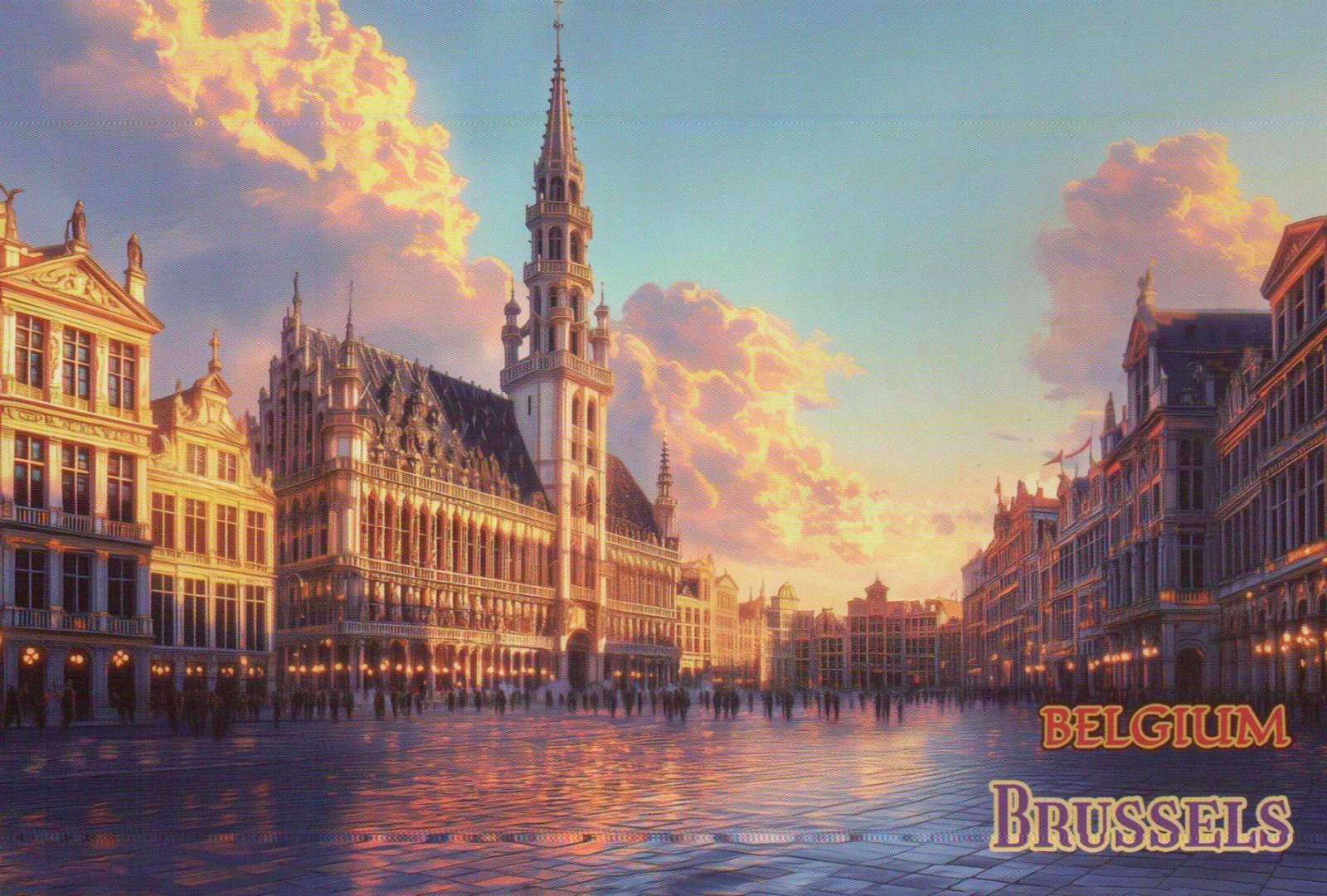 Grand Place Brussels Belgium, Town Hall, UNESCO World Heritage - Modern Postcard