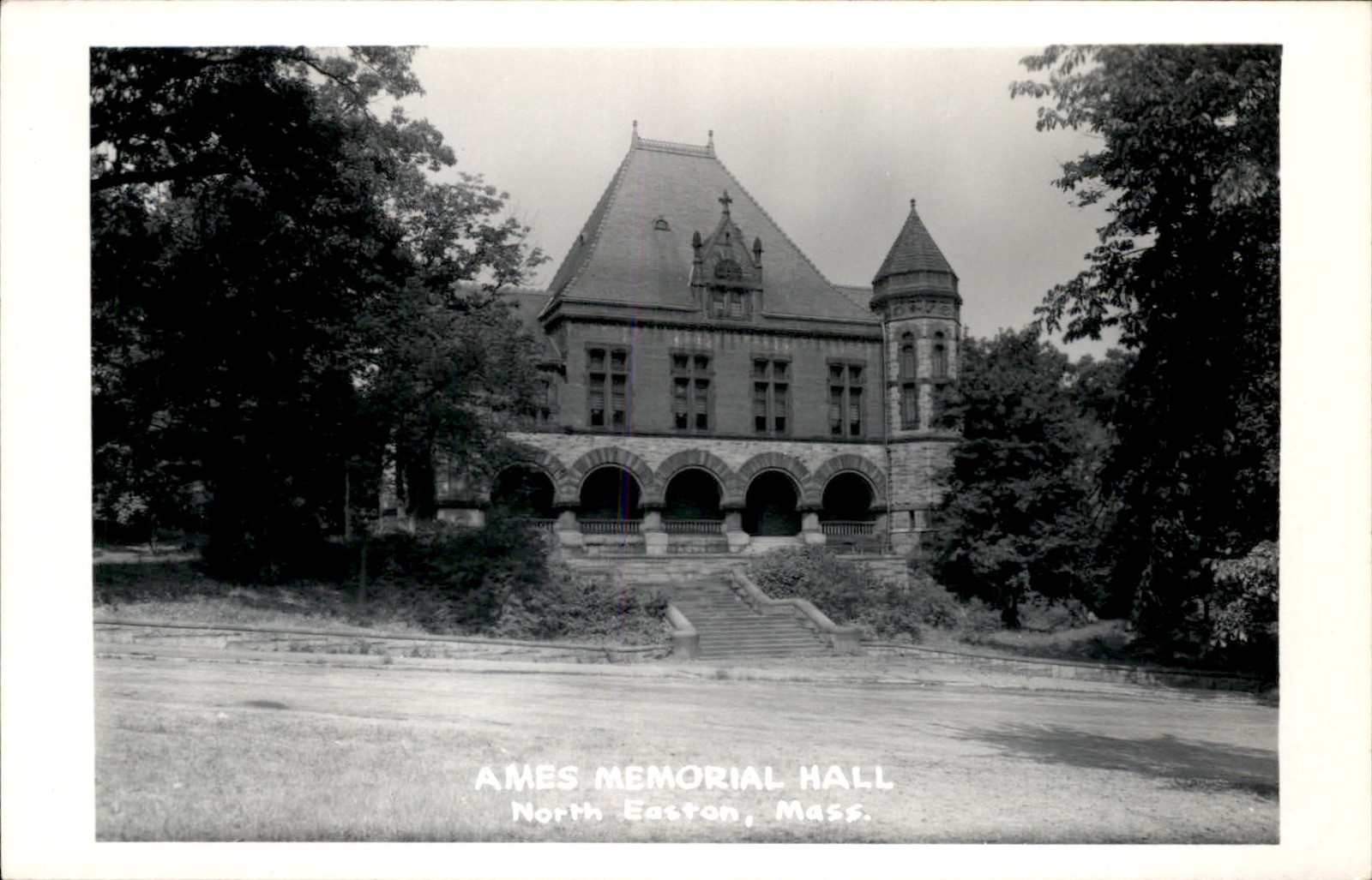 North Easton MA Ames Memorial Hall c1900s-20s Real Photo Vintage Postcard