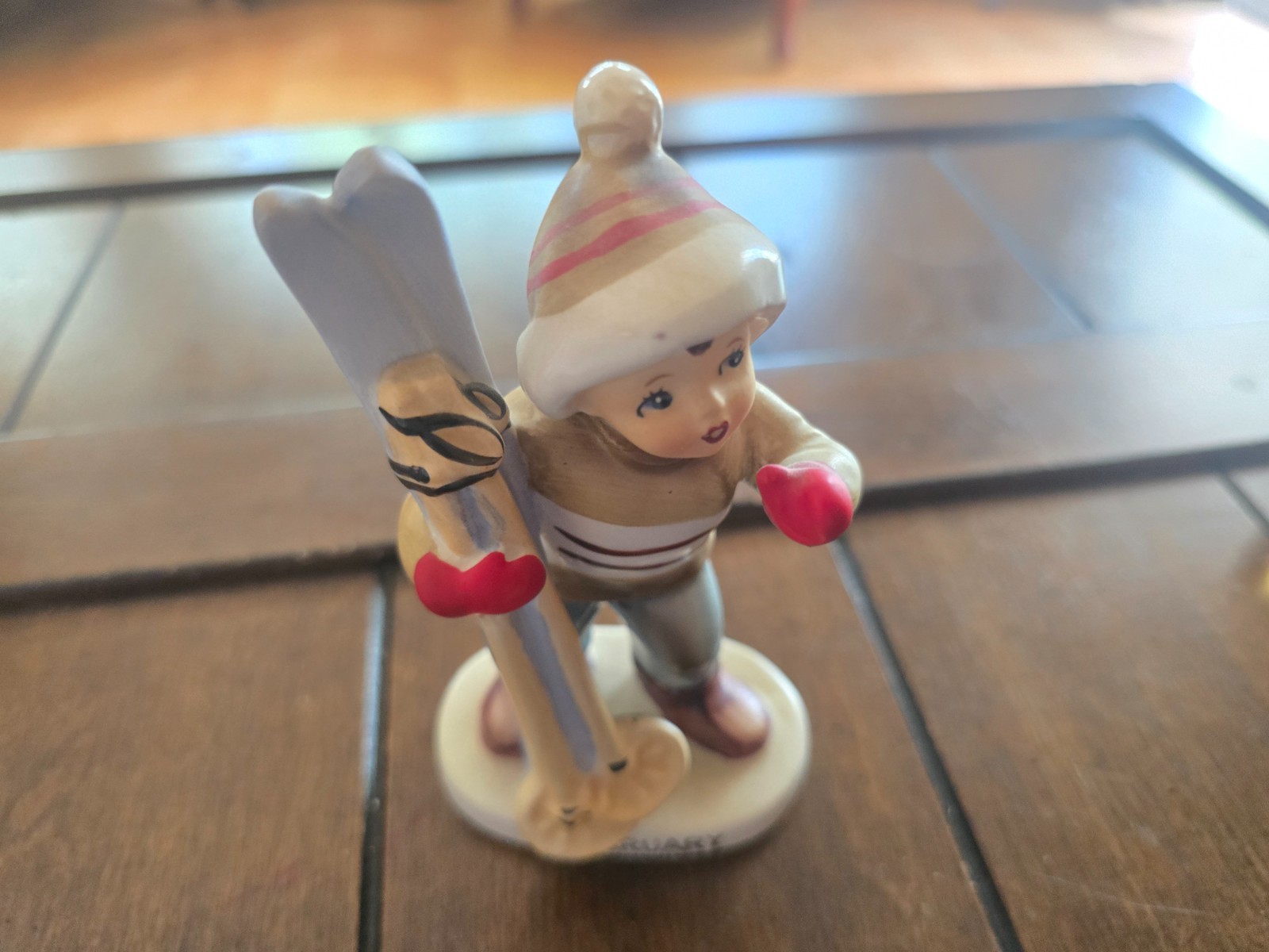 Vtg Lefton February Boy Skier Porcelain Calendar Figurine 5\ Vtg Lefton February Boy Skier Porcelain Calendar Figurine 5\