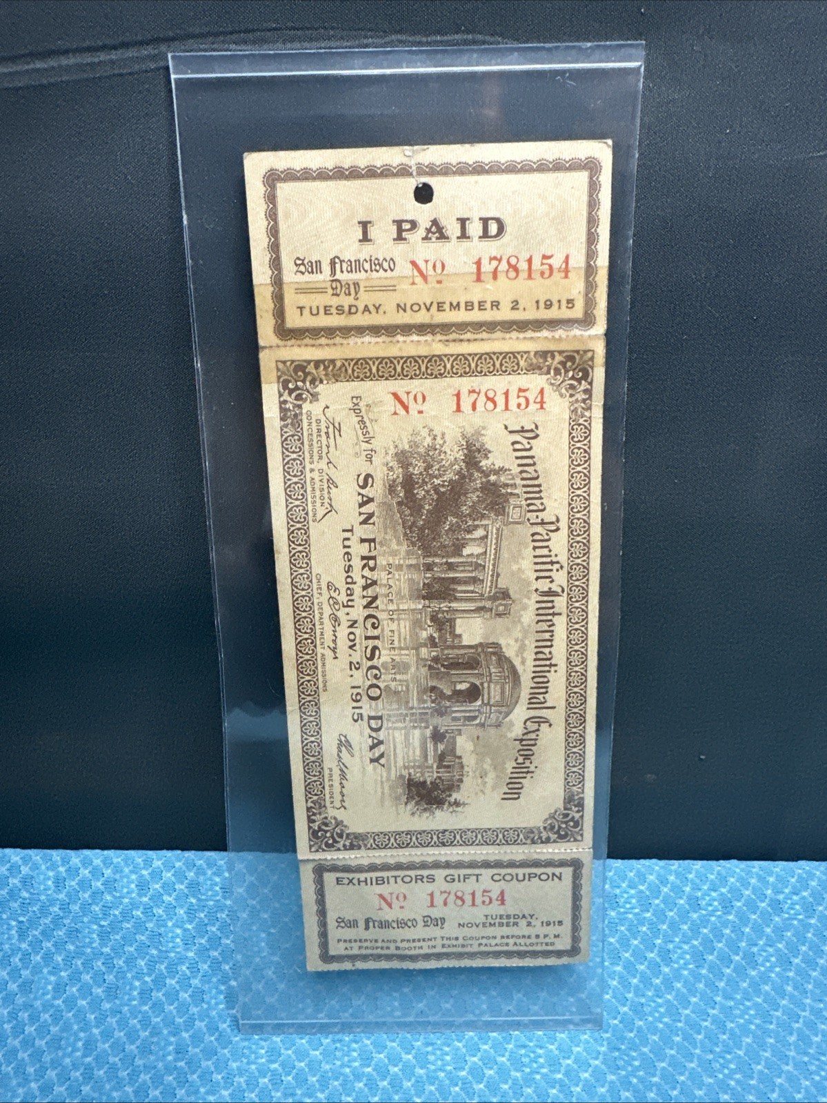 1915 PPIE PANAMA PACIFIC INTERNATIONAL EXPOSITION SAN FRANCISCO DAY TICKET