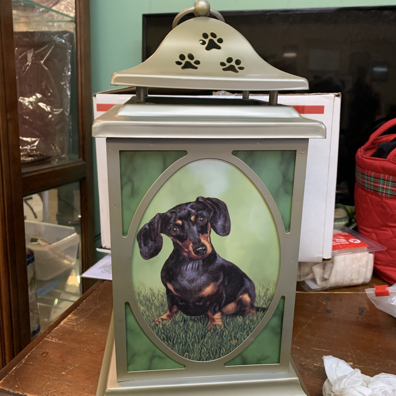The Danbury Mint The Daschund Lantern Stained Glass Art by Christopher Nick