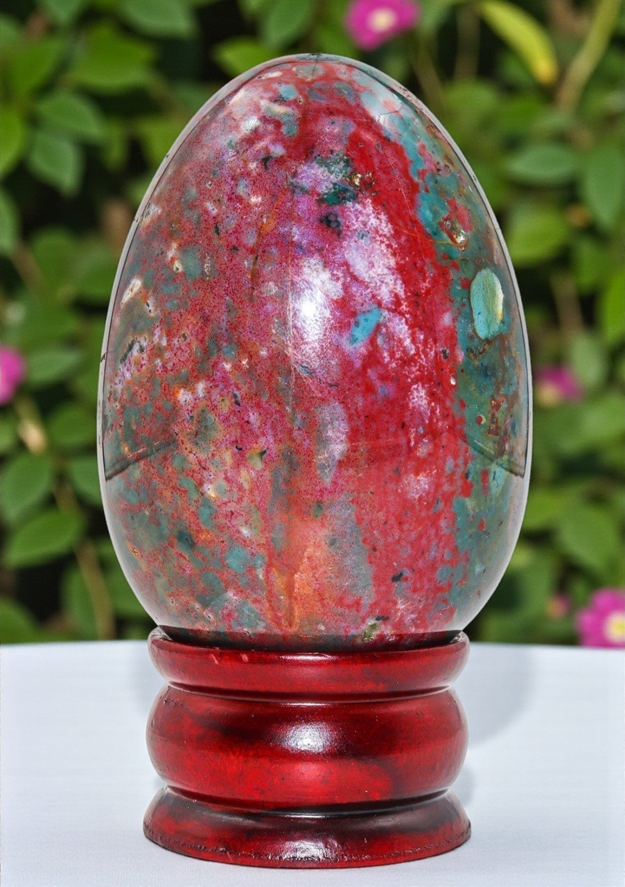Large 100MM Green Bloodstone Crystal Egg Healing Crystal Home Office Decor Egg