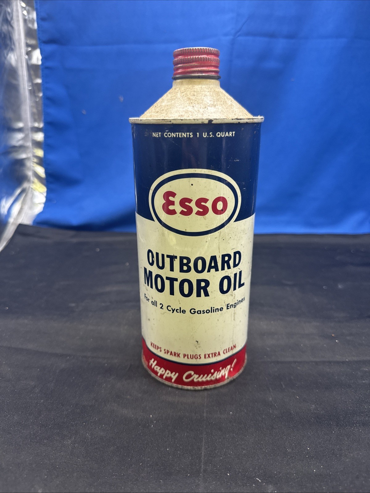 VINTAGE ESSO OUTBOARD MOTOR OIL CAN 1950’s 1 Quart A6A Empty