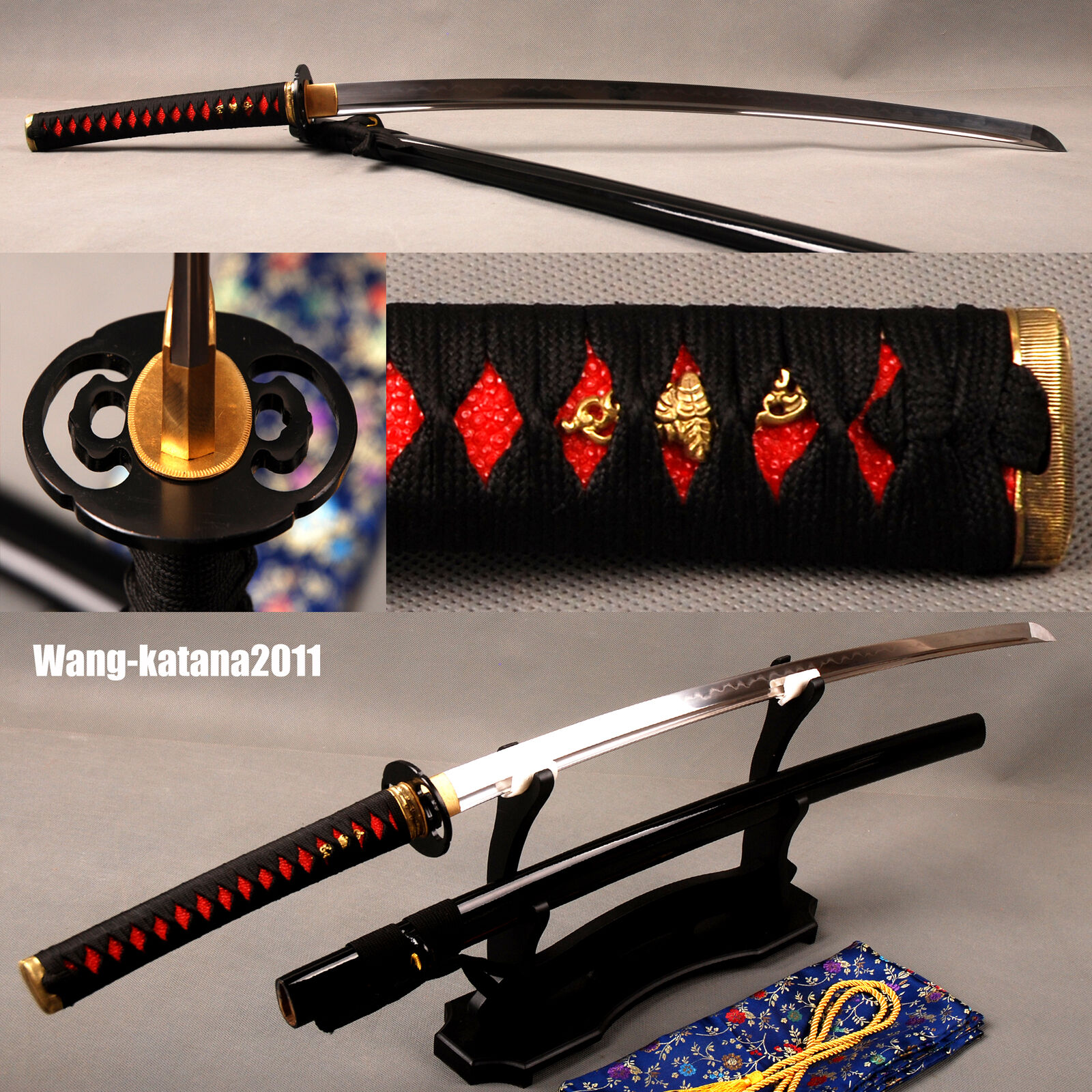40'' Clay Tempered Folded T10 Steel Handmade Katana Japanese Samurai Sharp Sword