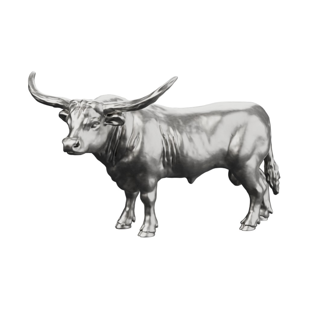 Texas Longhorn Bull Statue Solid .999 Fine Silver Made to Order 3-12 oz t