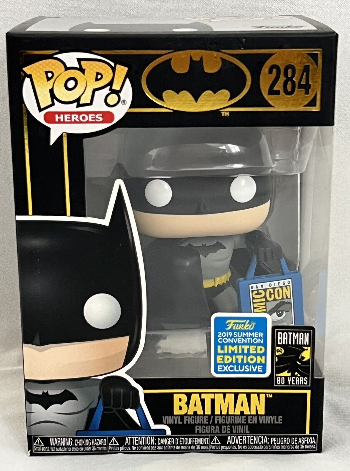 Funko POP Heroes BATMAN with SDCC Bag #284 2019 Summer Convention Exclusive