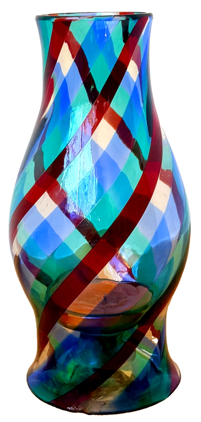 Venini Signed Bianconi Murano Italy Fasce Ritorte Art Glass Lamp Vase Vtg Mcm
