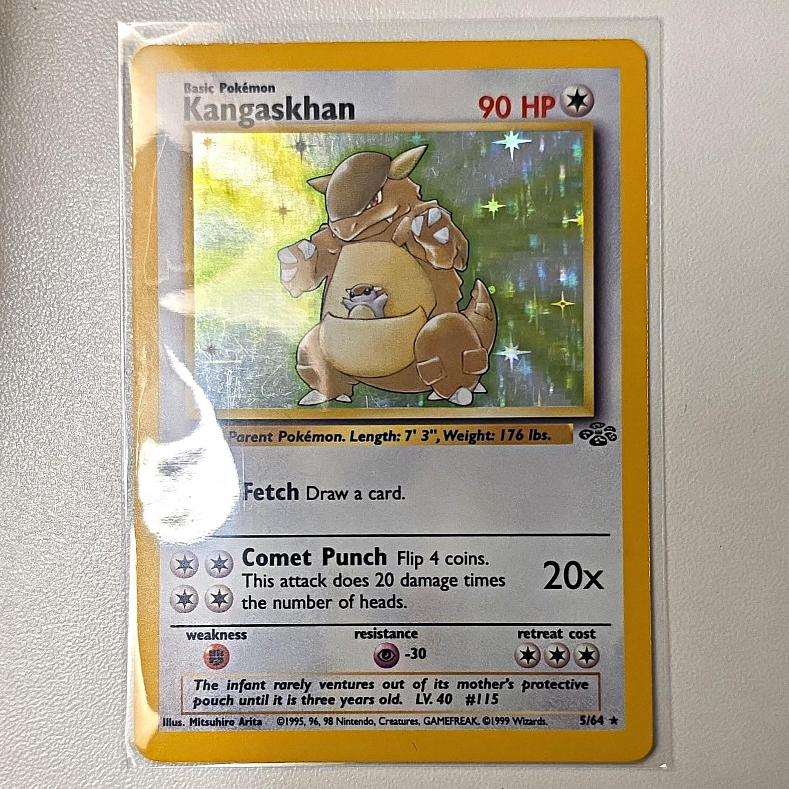 Pokémon 1999 Jungle Kangaskhan Holo Card 5/64 English Wizards Arita