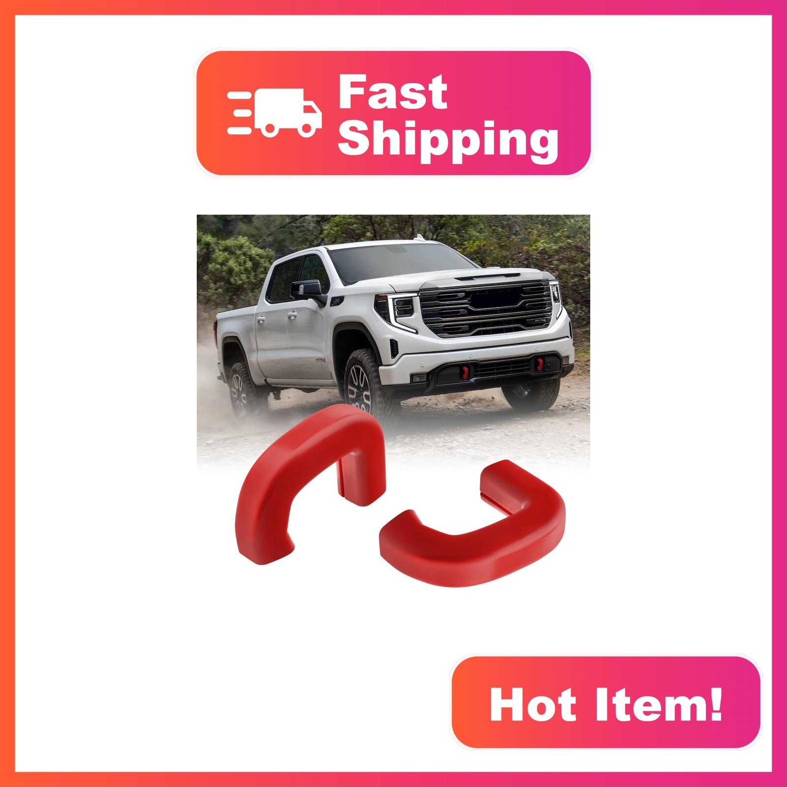 TECHPICCO GMC Sierra 1500 2019-2026 Red Silicone Tow Hook Covers