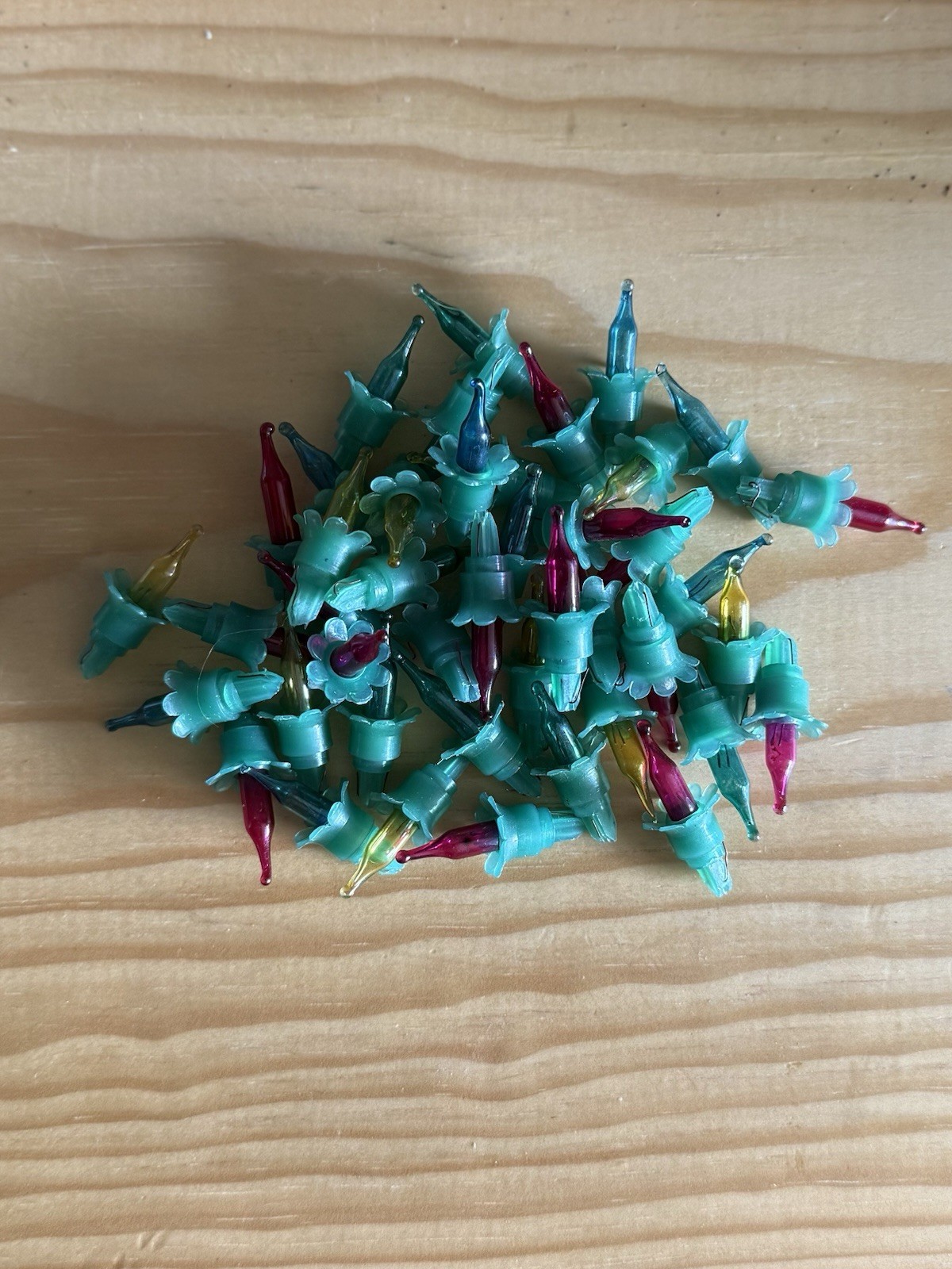48 Vintage Green Plastic Flower Push In Replacement String Light Christmas Bulbs