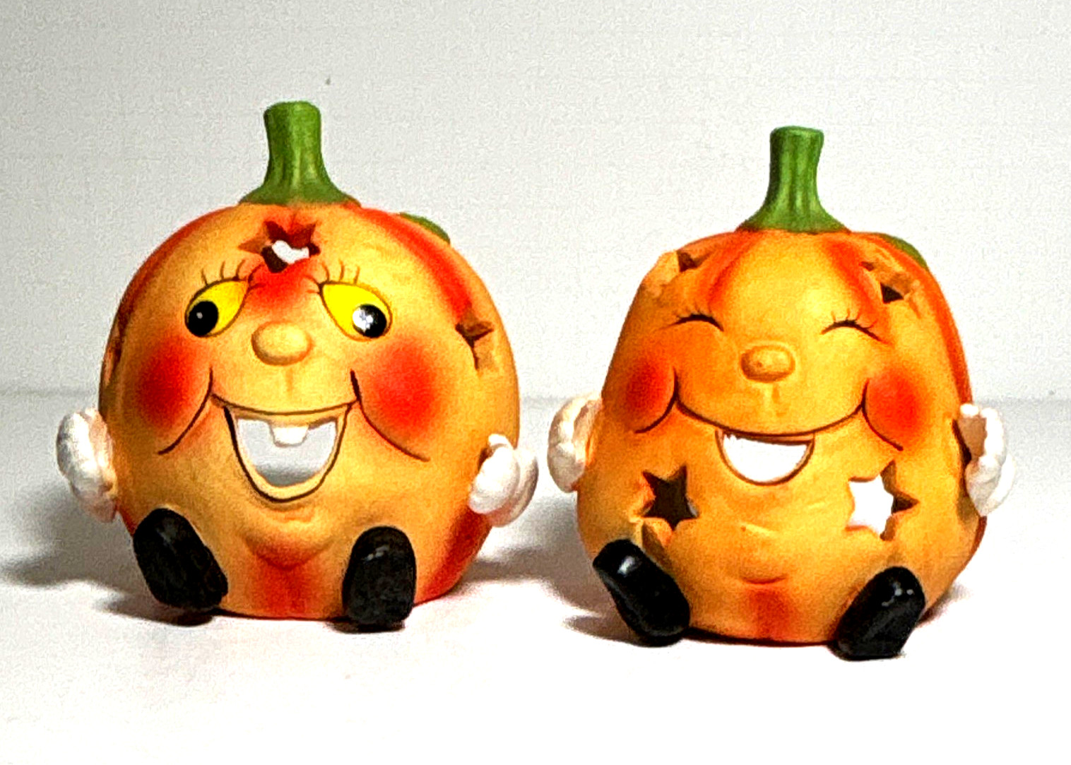 Vintage K’s Collection Anthropomorphic Ceramic Pumpkin 90s Halloween Tea Lights
