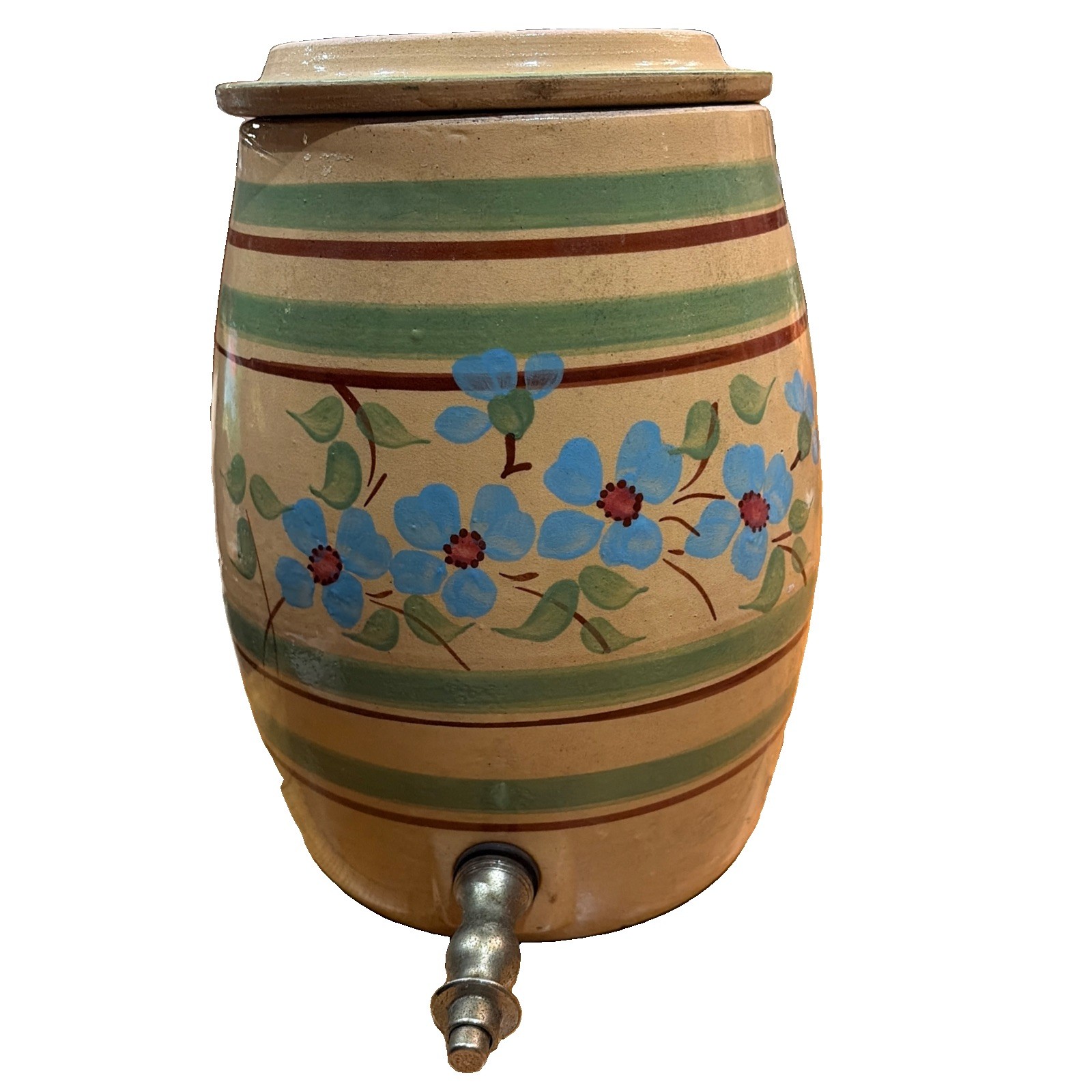 VTG Marshall ? Pottery 3 Gal Stoneware Water Dispenser Hand Painted Floral Crock VTG Marshall ? Pottery 3 Gal Stoneware Water Dispenser Hand Painted Floral Crock