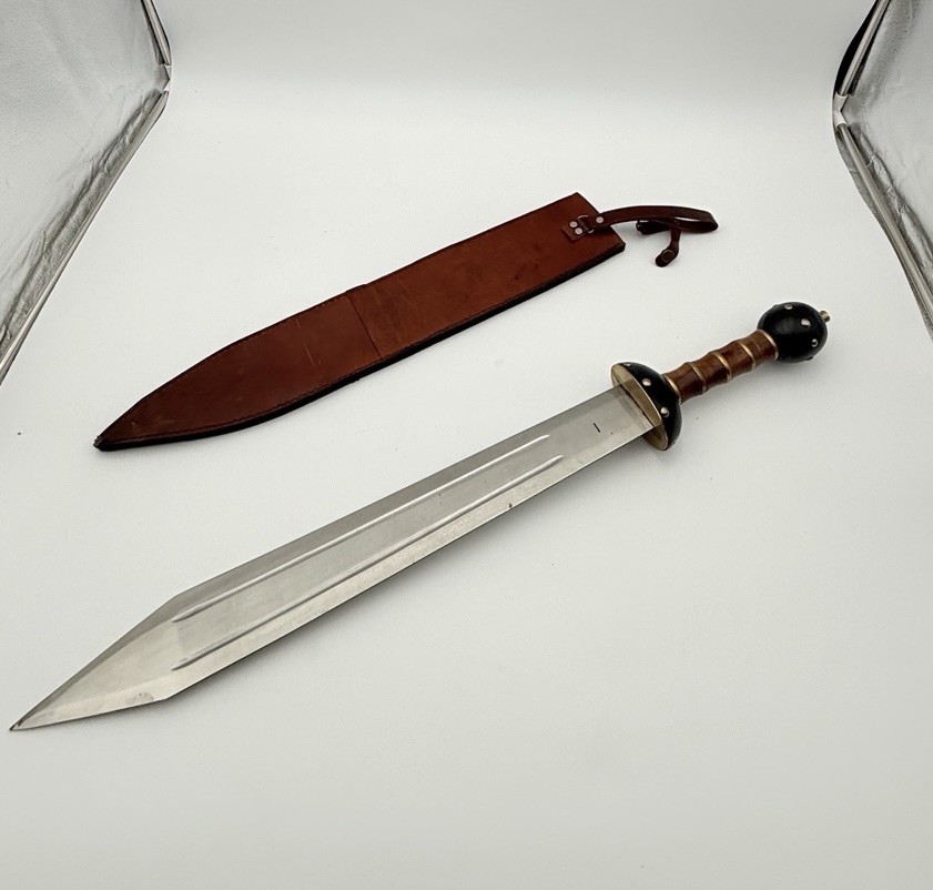 Ancient Roman Medieval Legionary Soldier Full Tang Gladius Sword with Leather