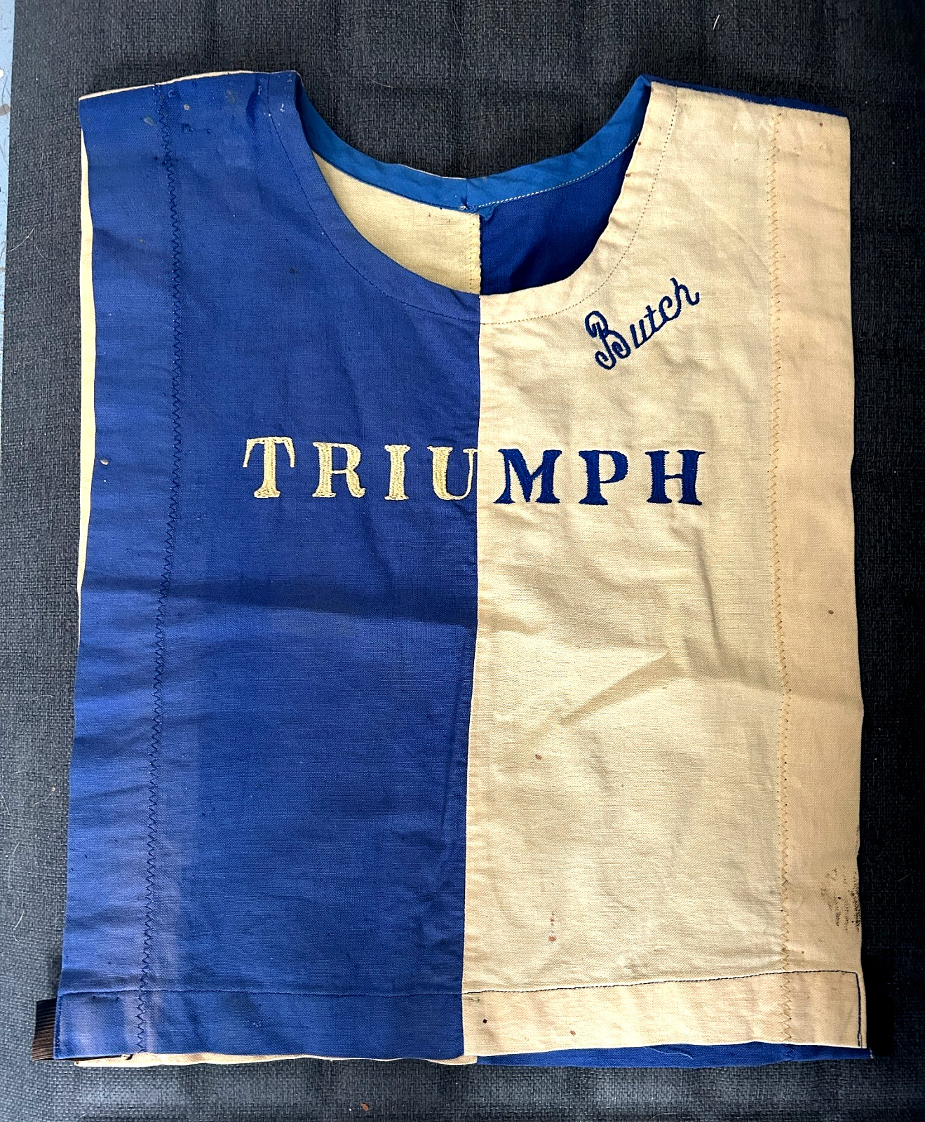 Rare Vintage 1960s Triumph Motorcycle Tabard Racing Bib Youth Vest BUTCH #57