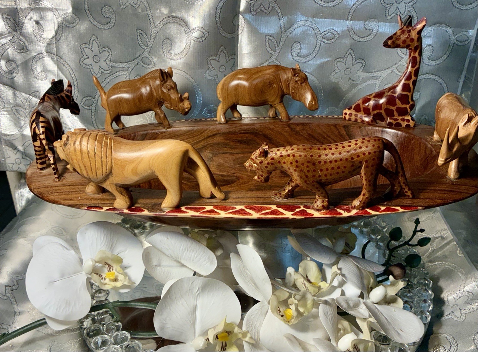Stoneage Arts Safari Animal Carved Wood Bowl *7 Different Animals Hand Carved*