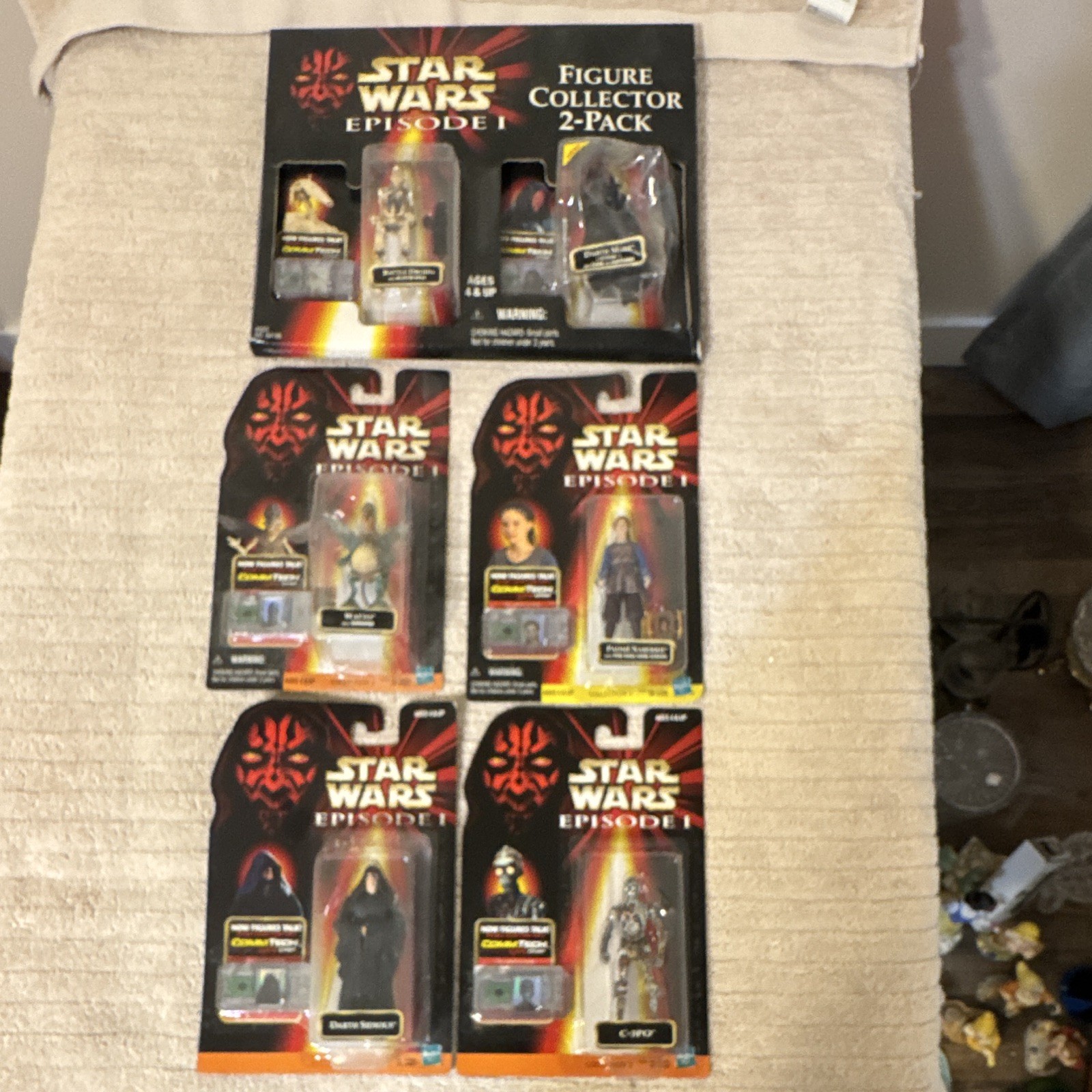 Star Wars Episode I CommTech Lot 7 Figures Sealed Darth Maul C3PO Watto 1999