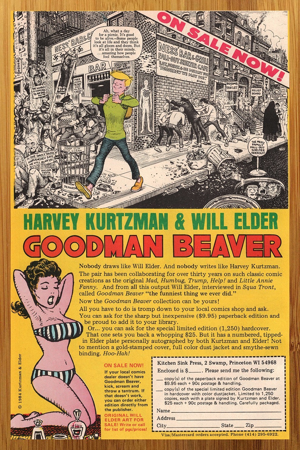 1984 Goodman Beaver Print Ad/Poster Harvey Kurtzman Will Elder Comics Pop Art