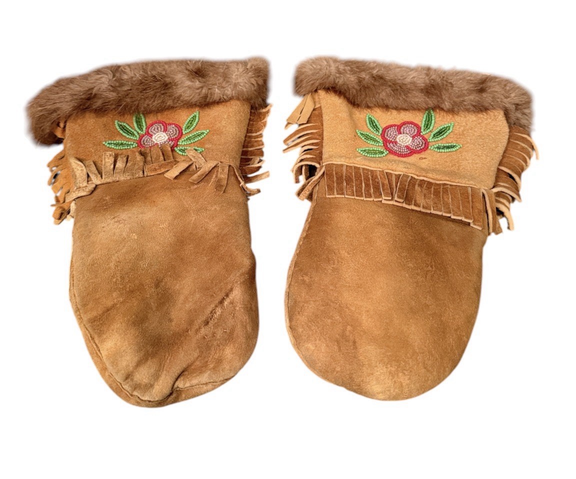 Vintage Canadian First Nations Beaded Mittens