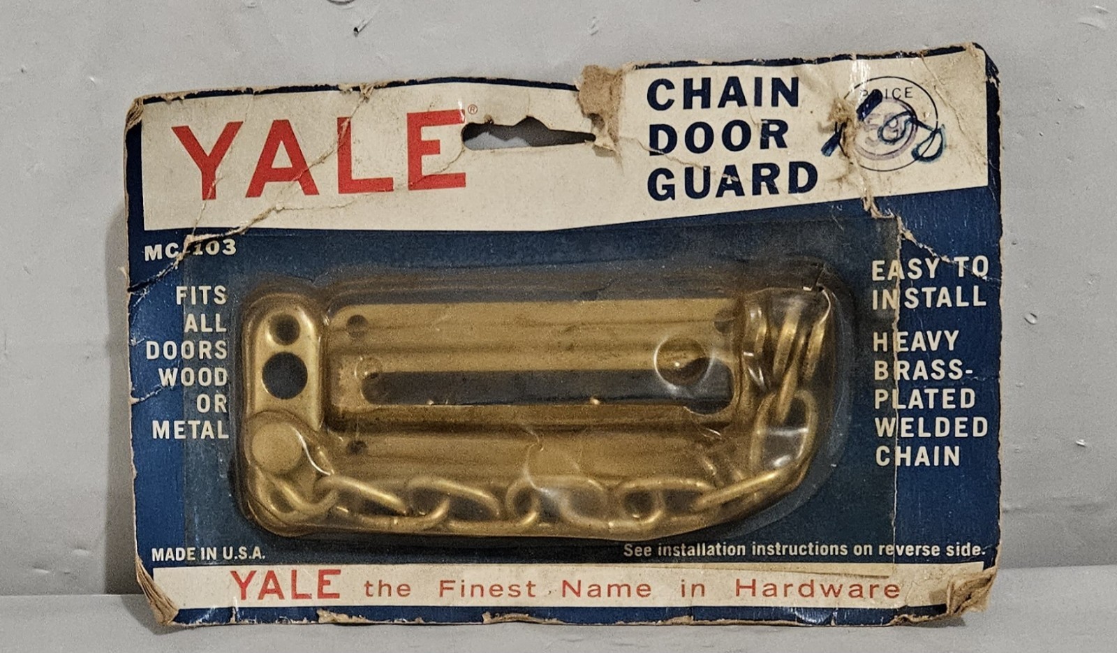 Vintage YALE Chain Door Guard Brass Plated MC-103