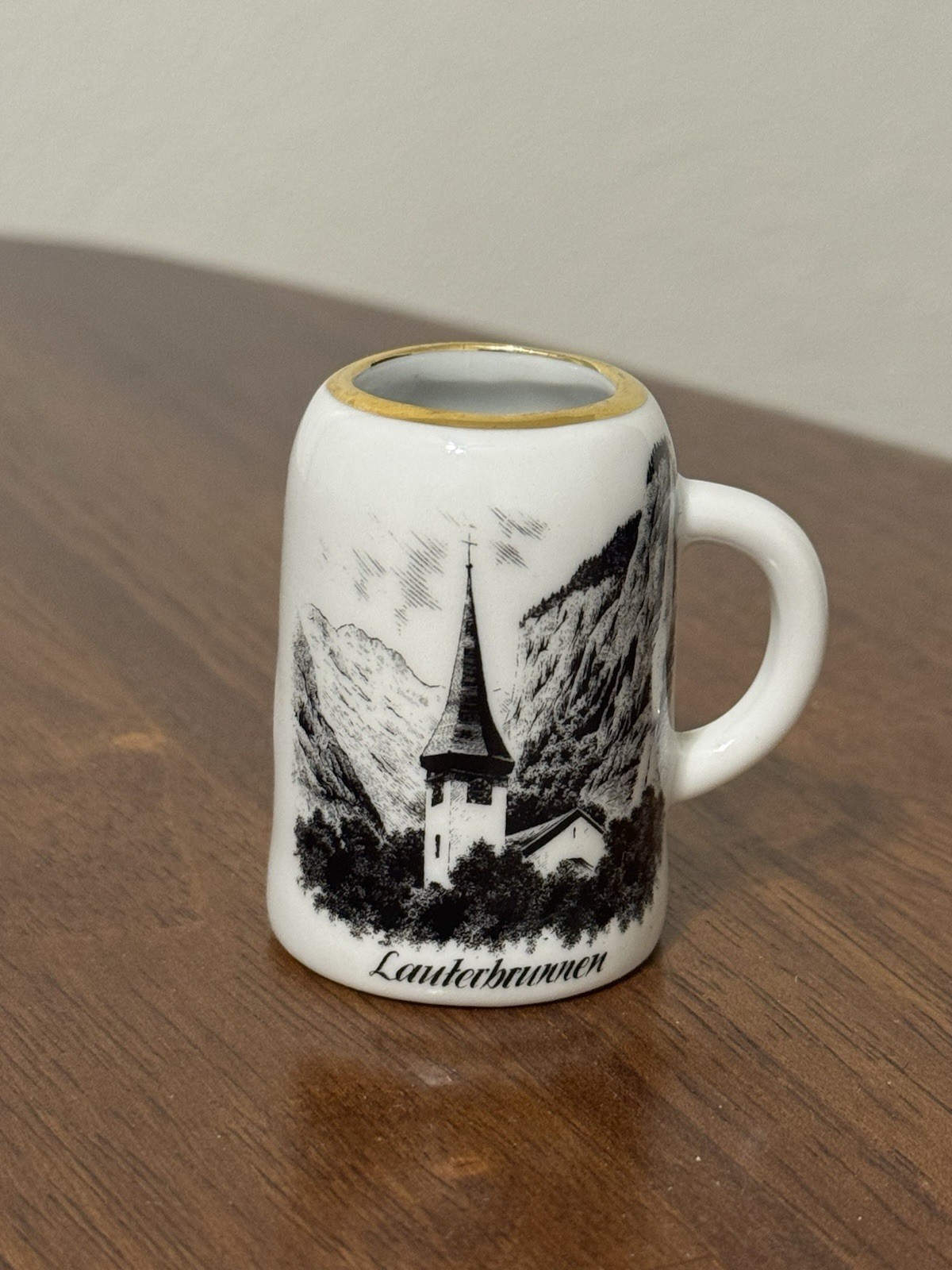 Vintage Lauterbrunnen Switzerland Mini Mug Souvenir – Oetlinger Sevelen Suisse