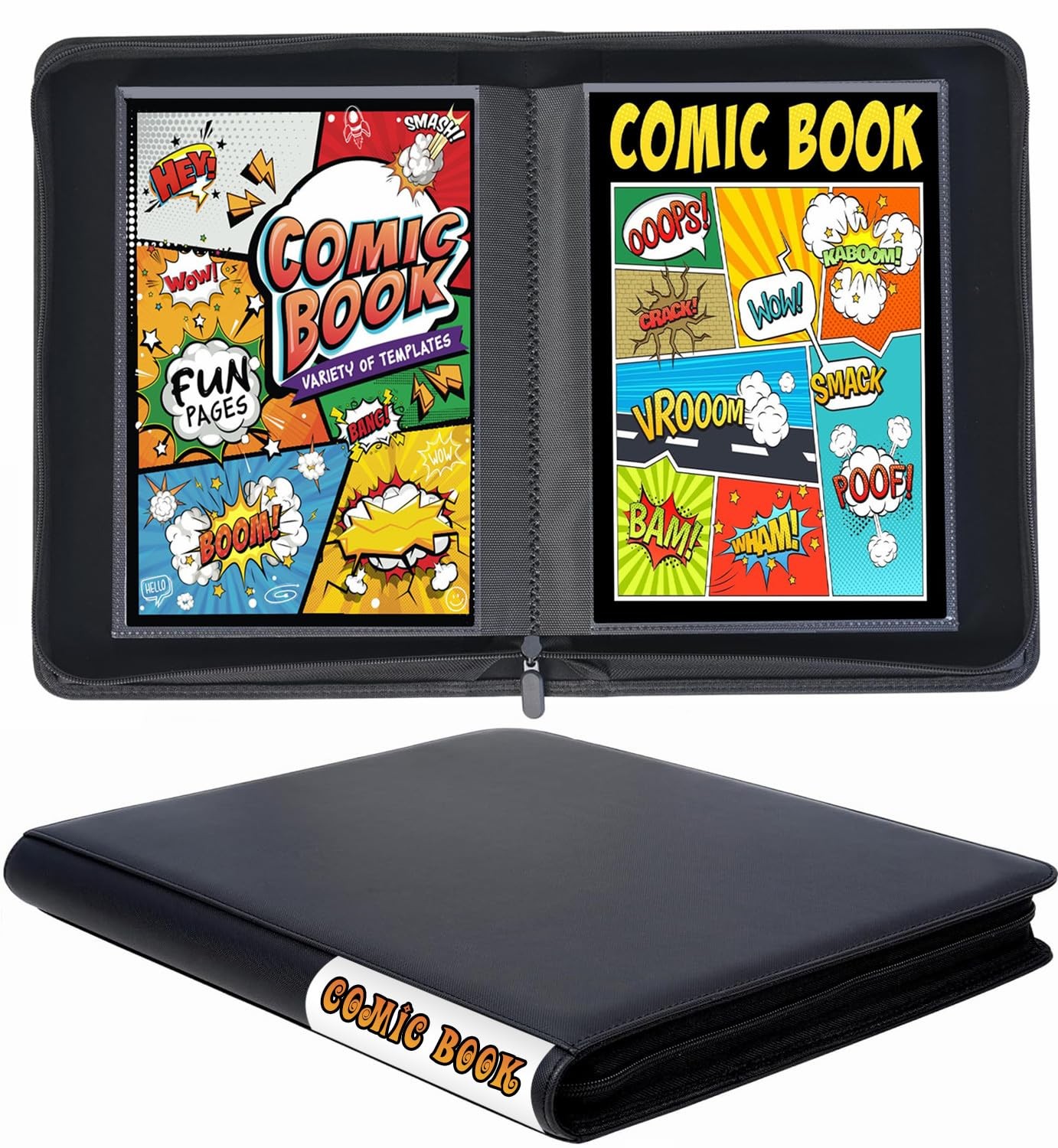 Comic Book Binder, 24+ Pockets Comic Book Storage Album, Premium PU Leather Comi