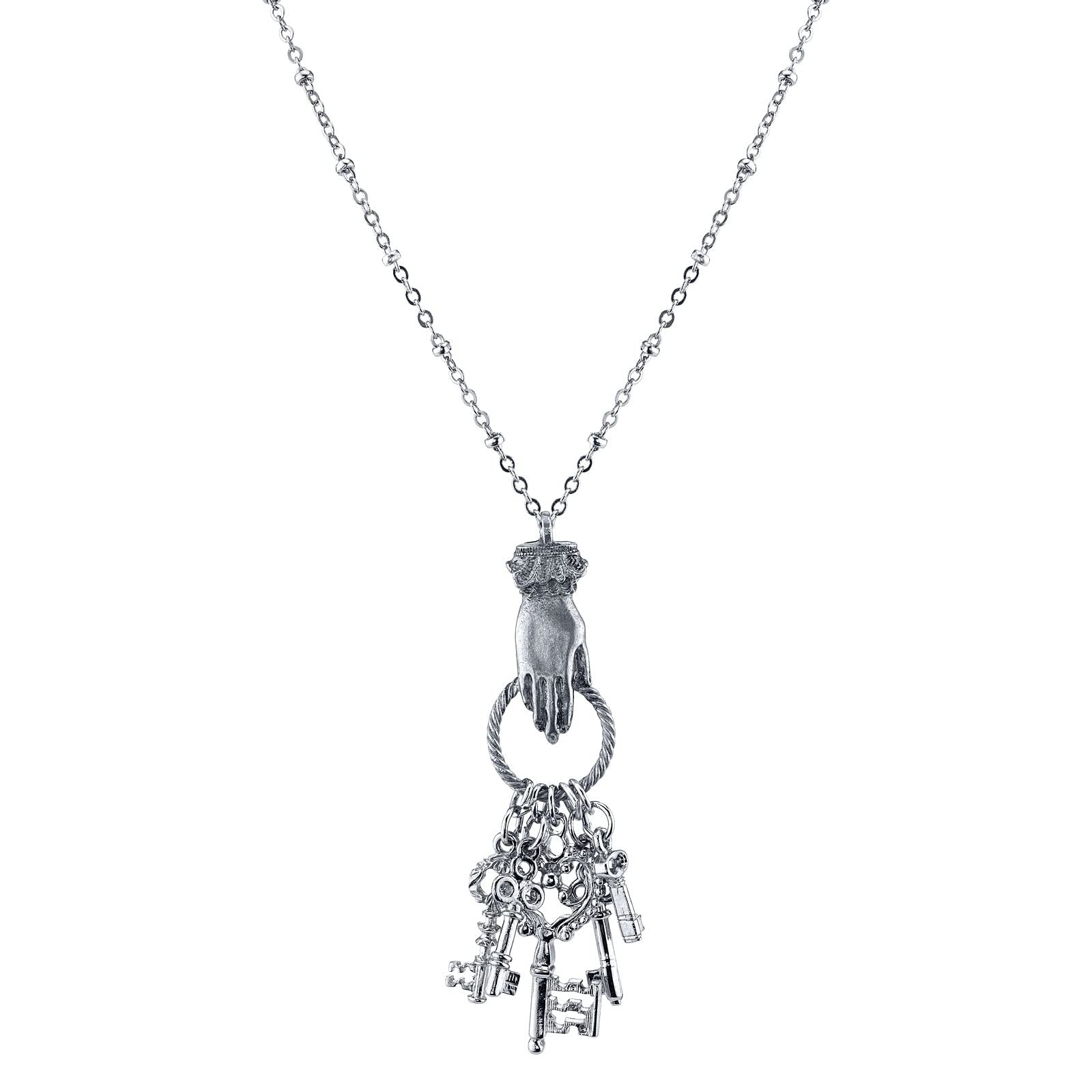 1928 Jewelry Multi Keys Charm Necklace 28 Inches, Silver