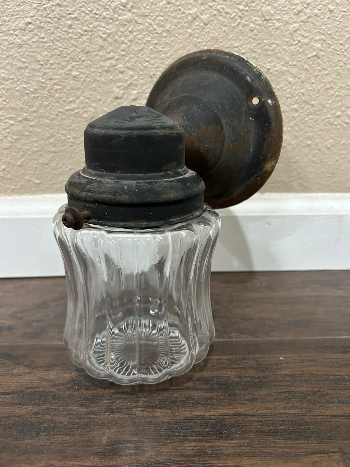 VTG MCM John C Virden Wall Light Fixture Porch Metal Glass Sconce