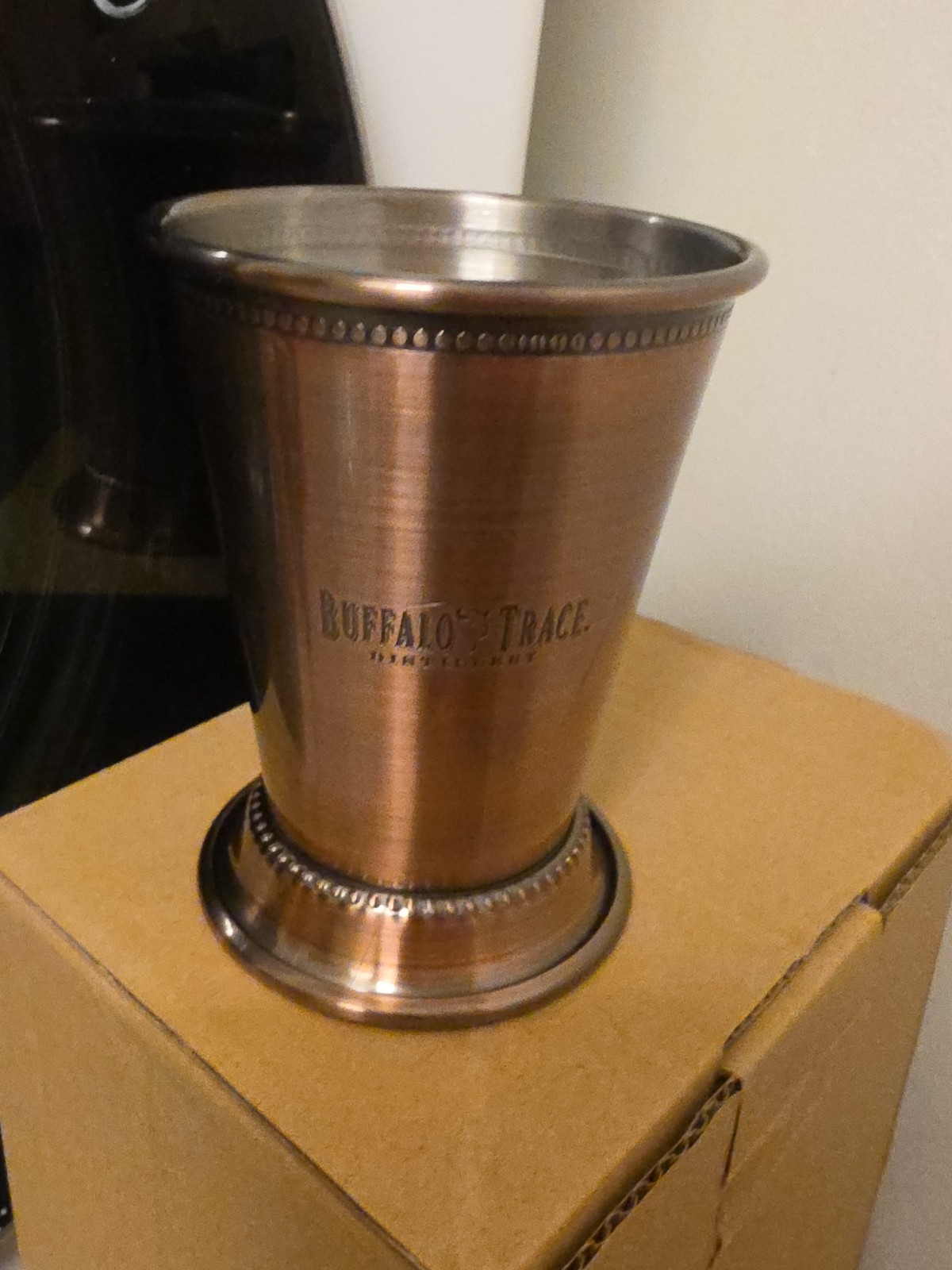 Set of 4 Buffalo Trace & Wheatley Vodka Copper Finish Stainless Julip Cups Set of 4 Buffalo Trace & Wheatley Vodka Copper Finish Stainless Julip Cups