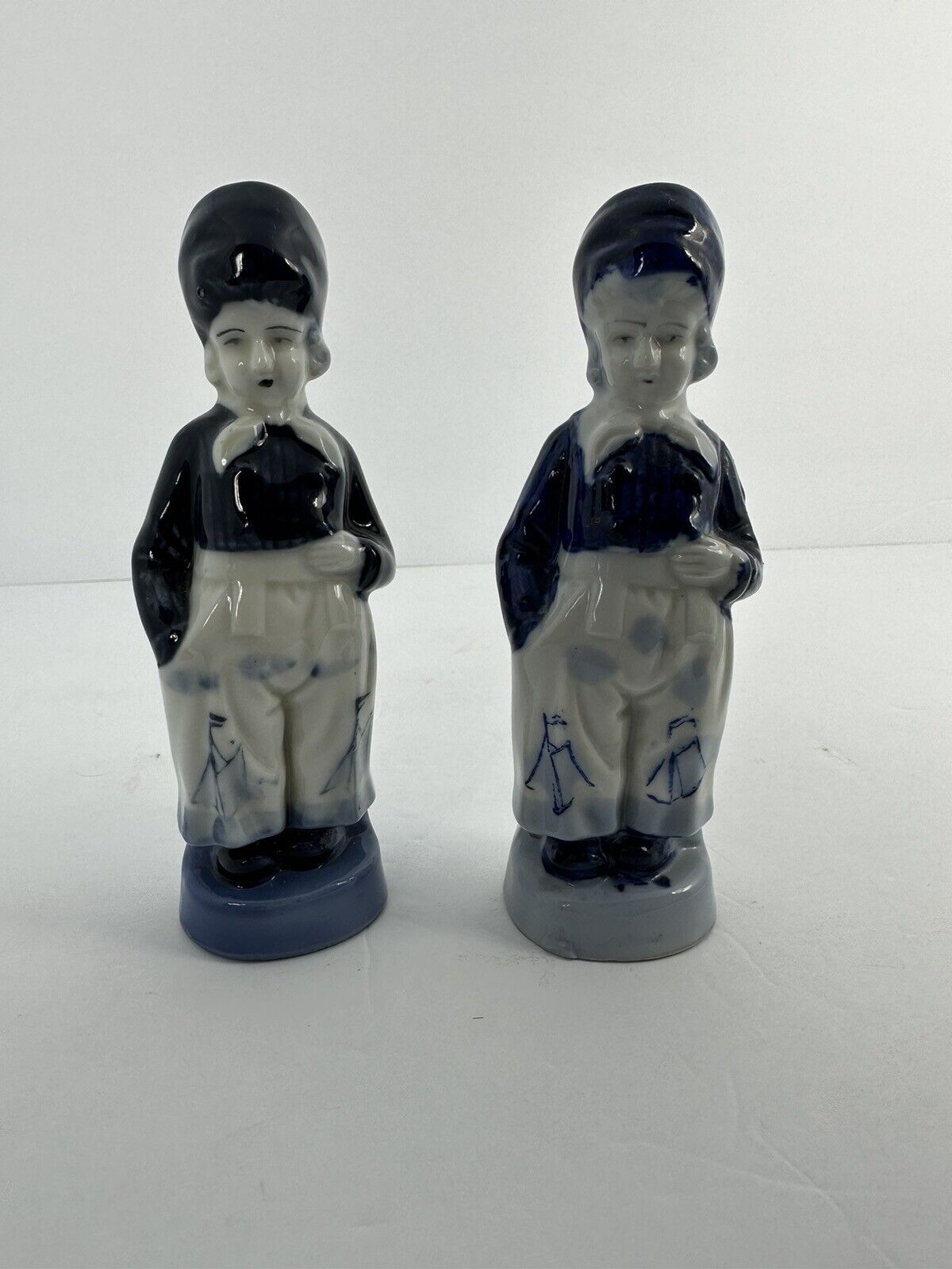 Vintage Dutch Boy Figurines Blue And White Set Of 2 Made In Japan Size 6”