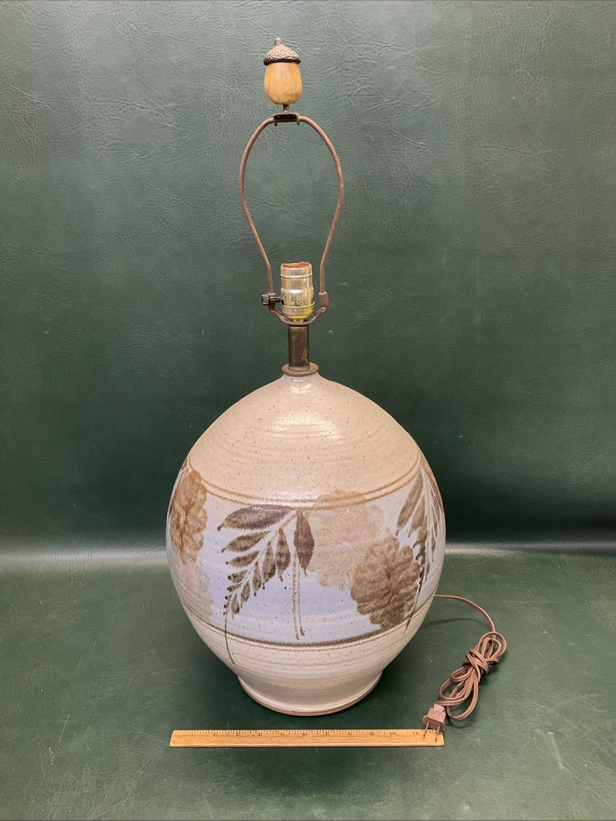 Vtg 1970\'s CALIFORNIA CERAMIC DESIGNERS Large Stoneware Lamp Earth Tone 28” Tall