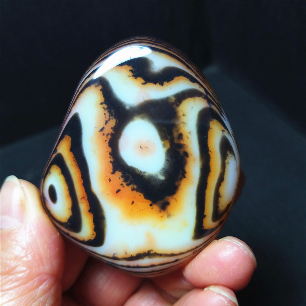 TOP 51G Natural Polished Silk Banded Lace Agate  Stone Madagascar B830
