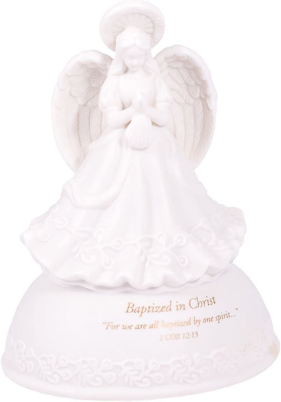 Baptized in Christ Porcelain Musical Angel Figurine - Plays Children\'s Prayer