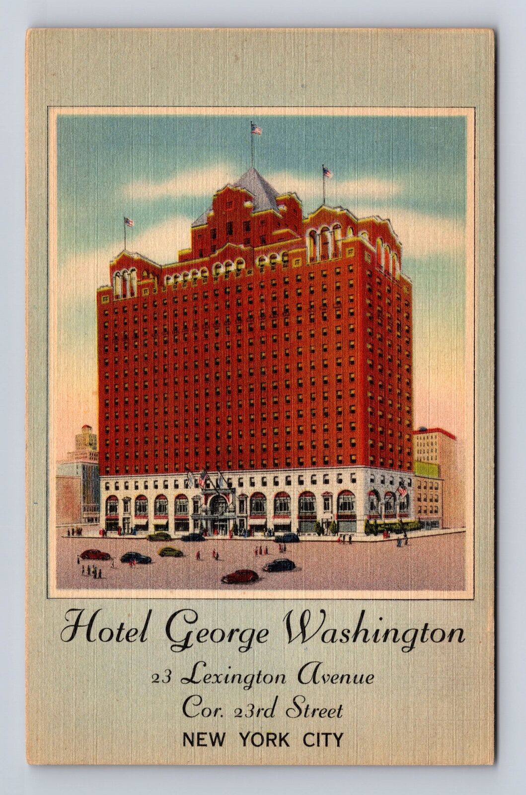 New York City NY-Hotel George Washington, Advertisement, Vintage Postcard