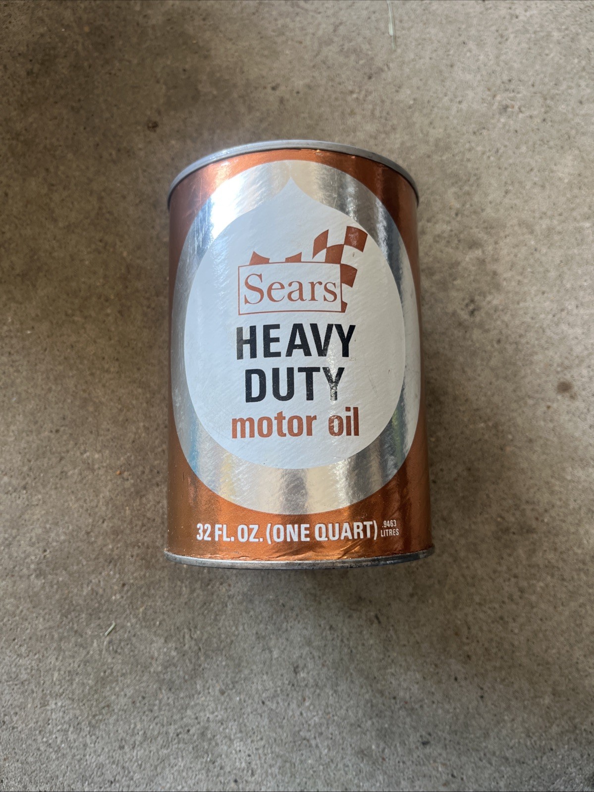 SEARS Original Heavy Duty Motor Oil Quart Can Vintage Full