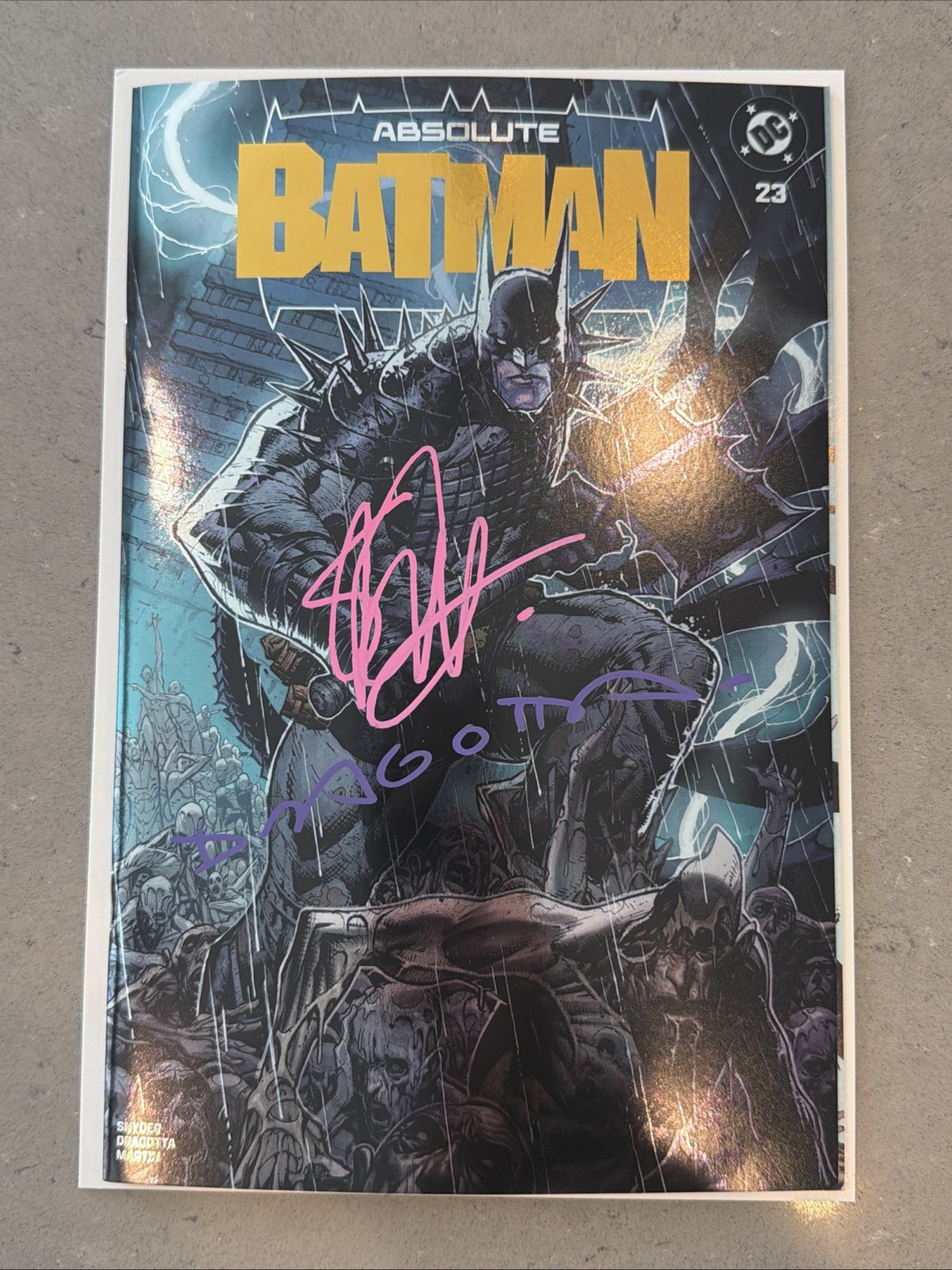 Absolute Batman #23 2X SIGNED Stephen Platt & Dragotta Blue Foil Presale NM COA