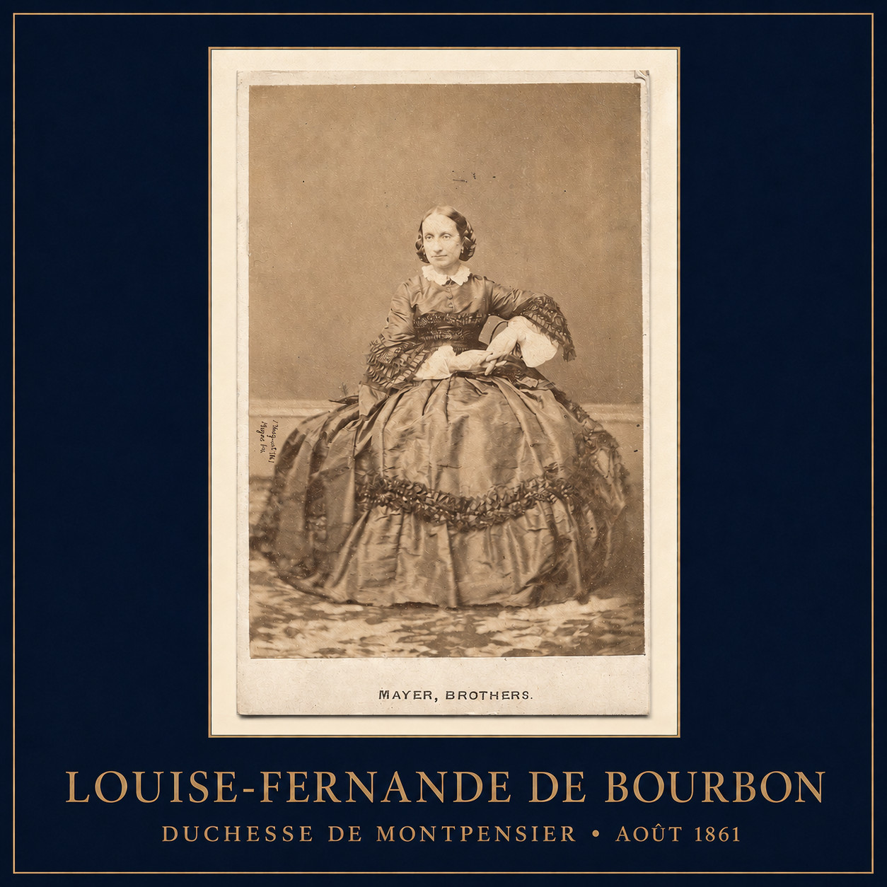 PHOTO CDV LOUISE FERNANDE DE BOURBON INFANTE D'ESPAGNE DUCHESSE DE MONTPENSIER