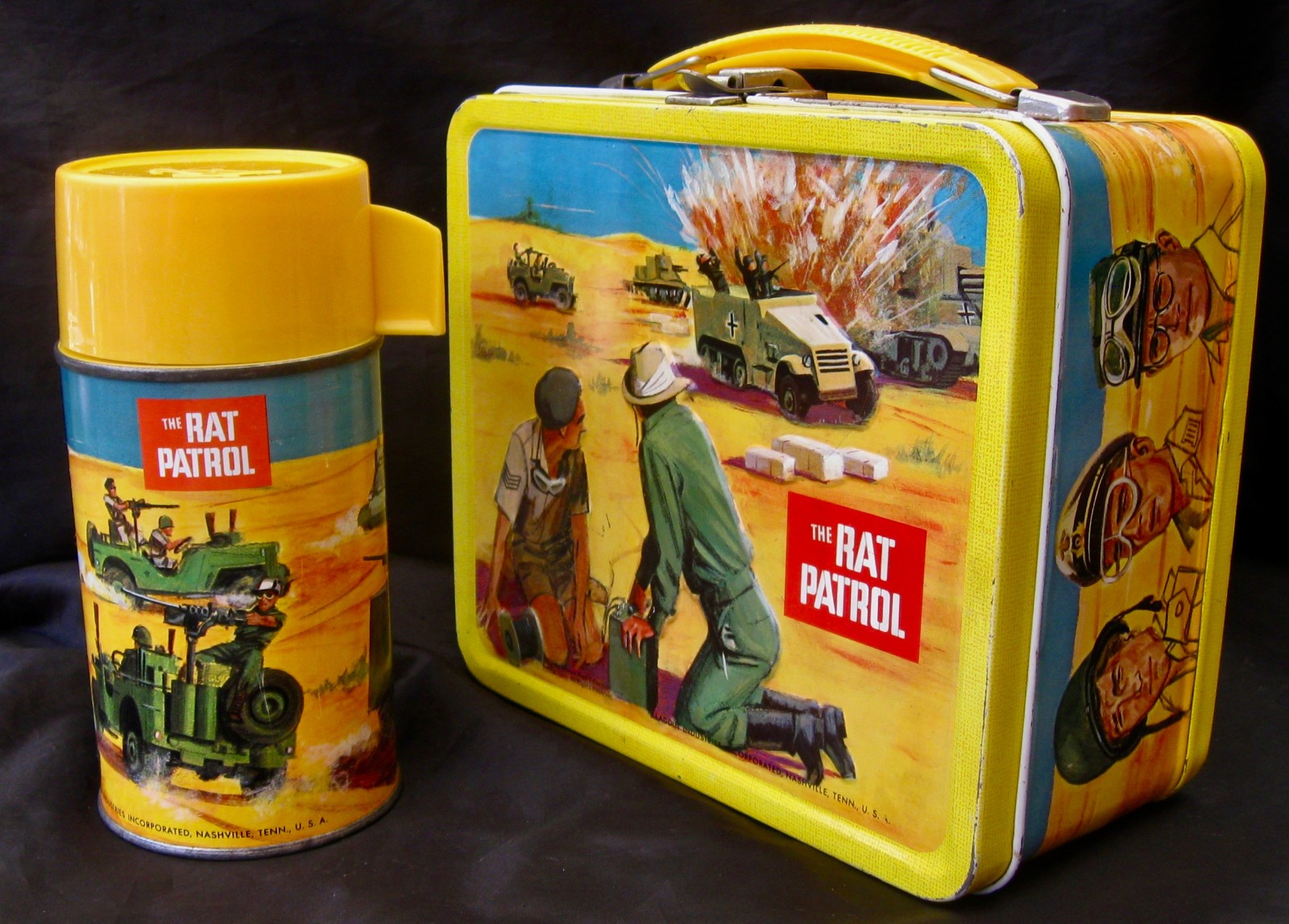 Vintage RAT PATROL Lunchbox & Thermos - WWII TV Drama (1967) C-8.5/9.0 Minty