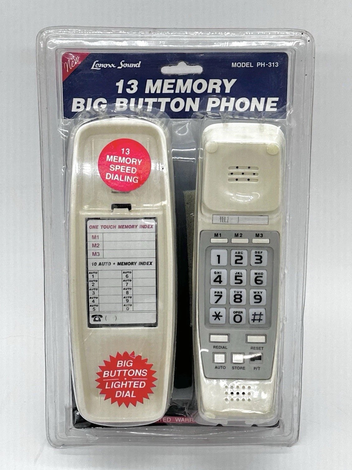 Lenoxx Sound 13 Memory Big Button Phone PH-313 Lighted Dial Pad Ivory NEW