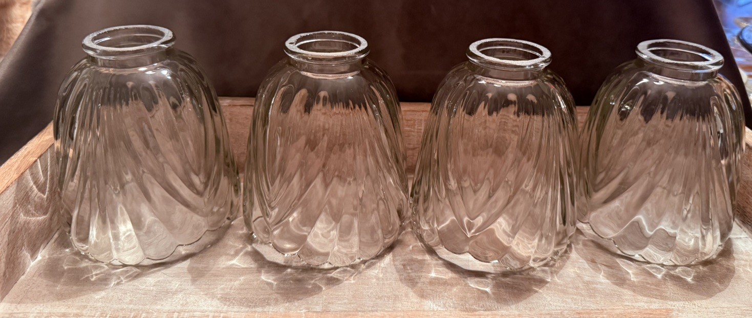 Vtg Tulip Light Shade clear fixture shade ribbed - set of 4 Vtg Tulip Light Shade clear fixture shade ribbed - set of 4