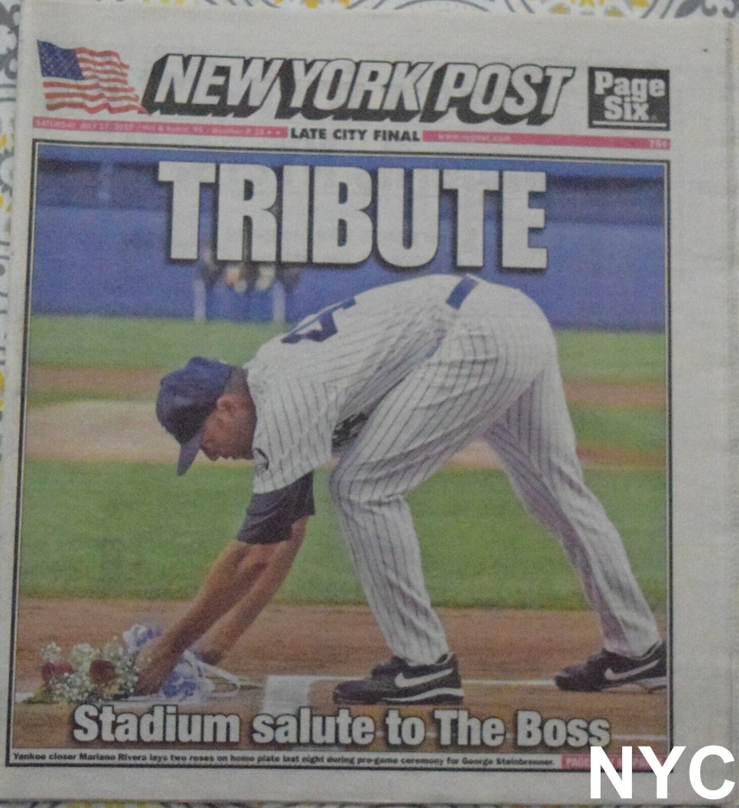 Mariano Rivera Tribute To George Steinbrenner New York Post July 17 2010 🔥