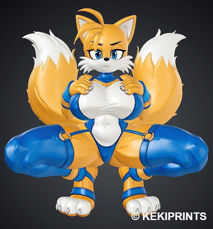 Tails Sexy Adult Statue Fox Girl Squat Blue Suit Sonic KEKIPRINTS 13\