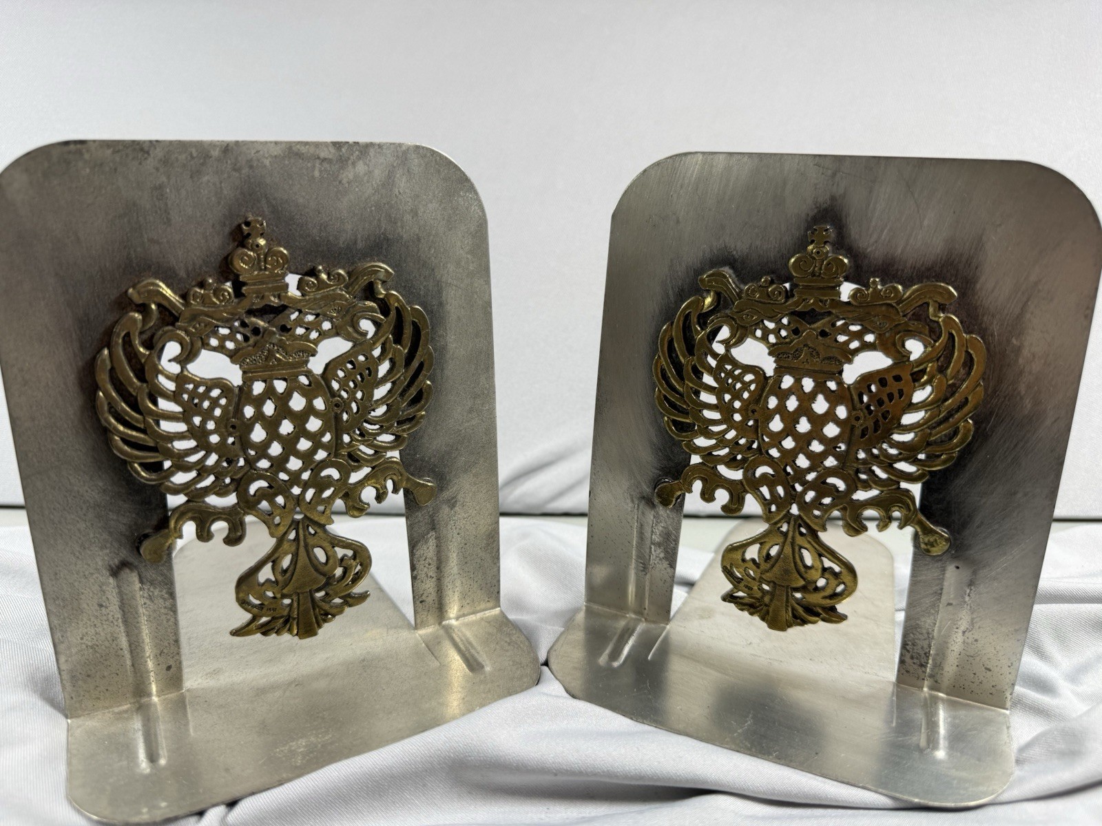 Vintage Metzke 1980 Scottish Rite Masonic Double Headed Eagle Bookends USA