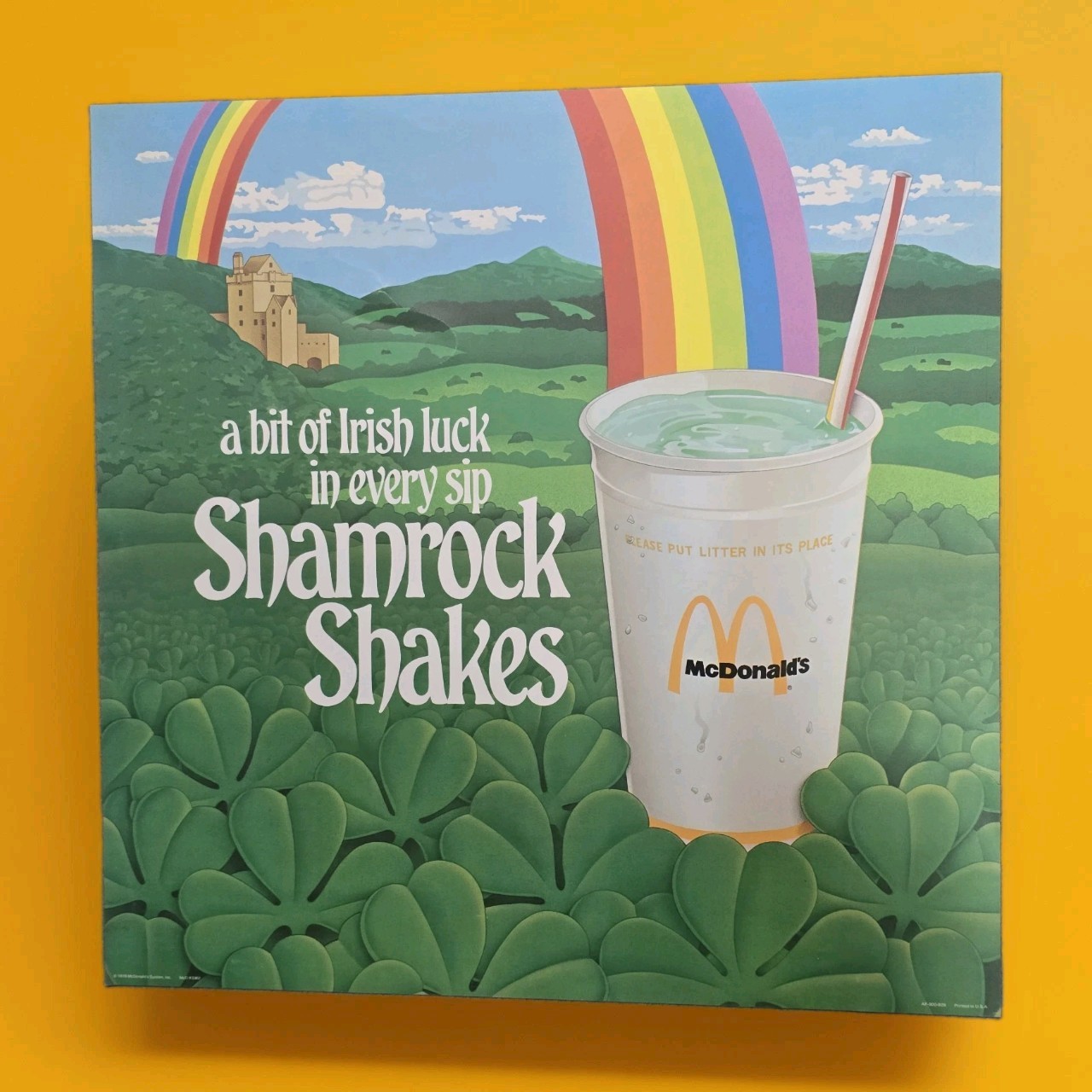 1978 McDonald\'s Translite Sign SHAMROCK SHAKE a bit of Irish luck 21.75\ 1978 McDonald\'s Translite Sign SHAMROCK SHAKE a bit of Irish luck 21.75\