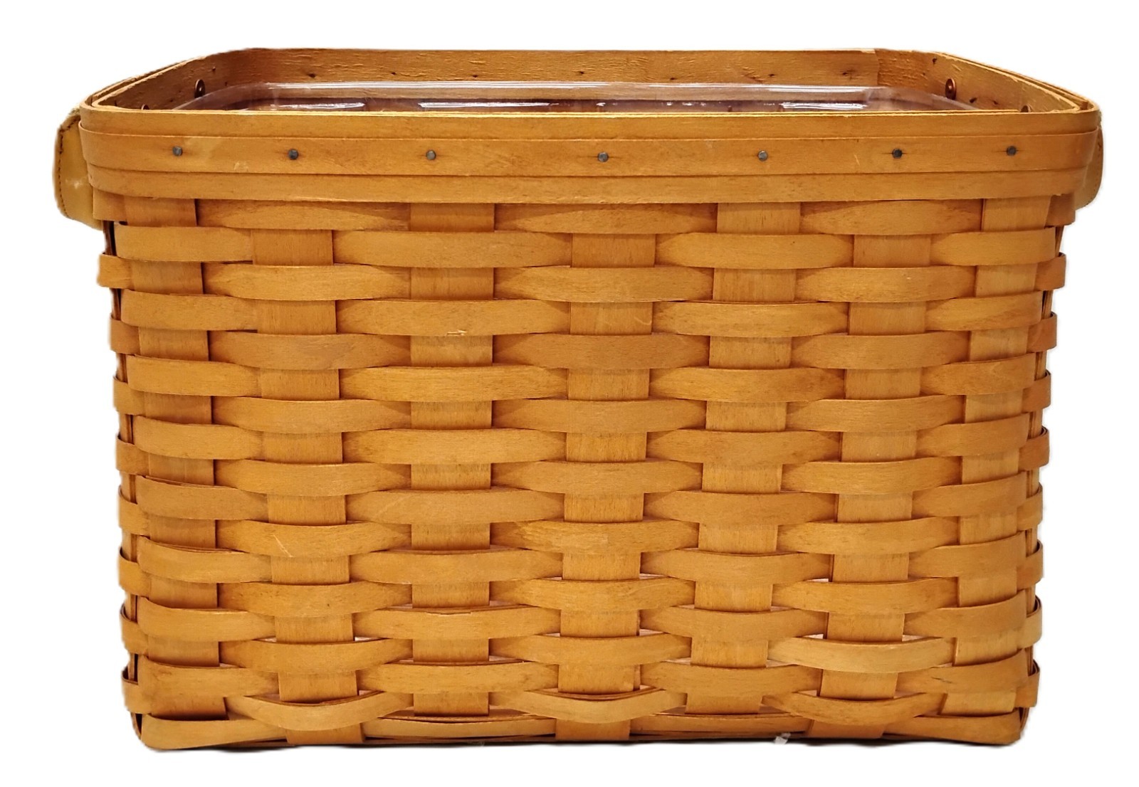 Longaberger 2000  Large Slant Newspaper Magazine Basket w/plastic divided liner