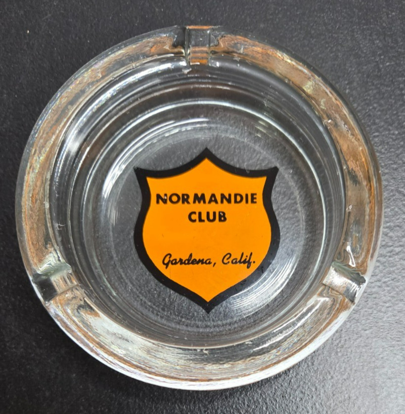 Vintage Clear Glass Marketing Ashtray Normandie Cafe Gardena California