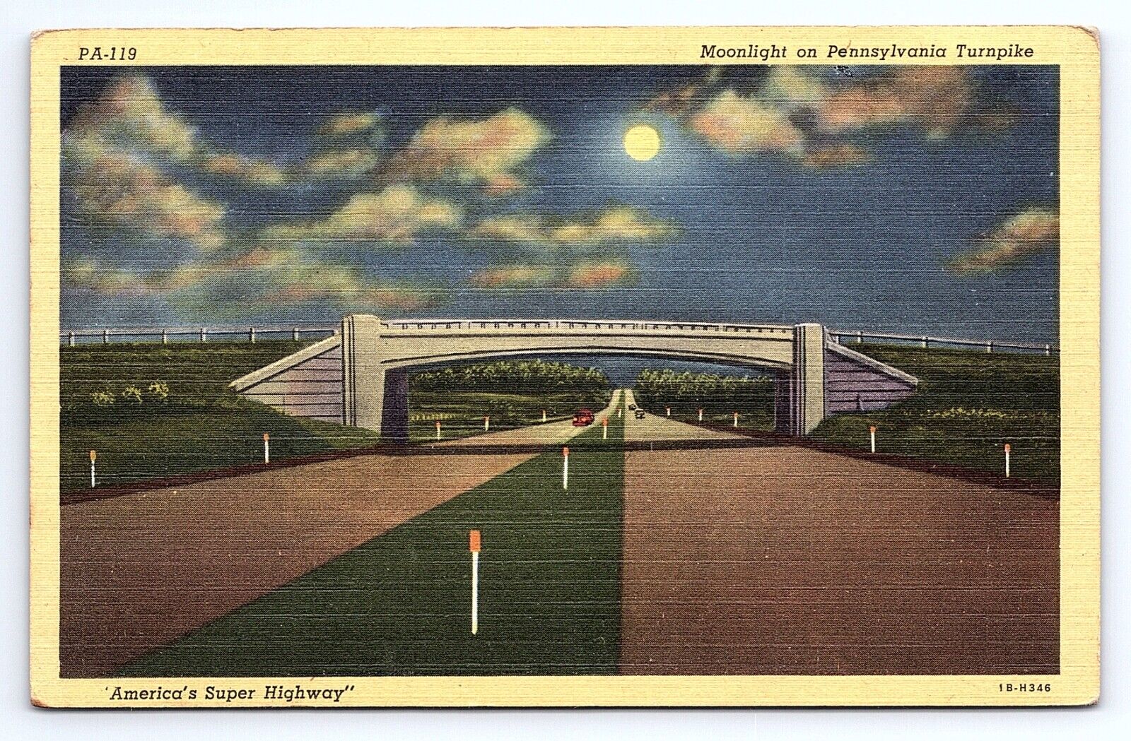 Postcard Moonlight on Pennsylvania Turnpike Linen